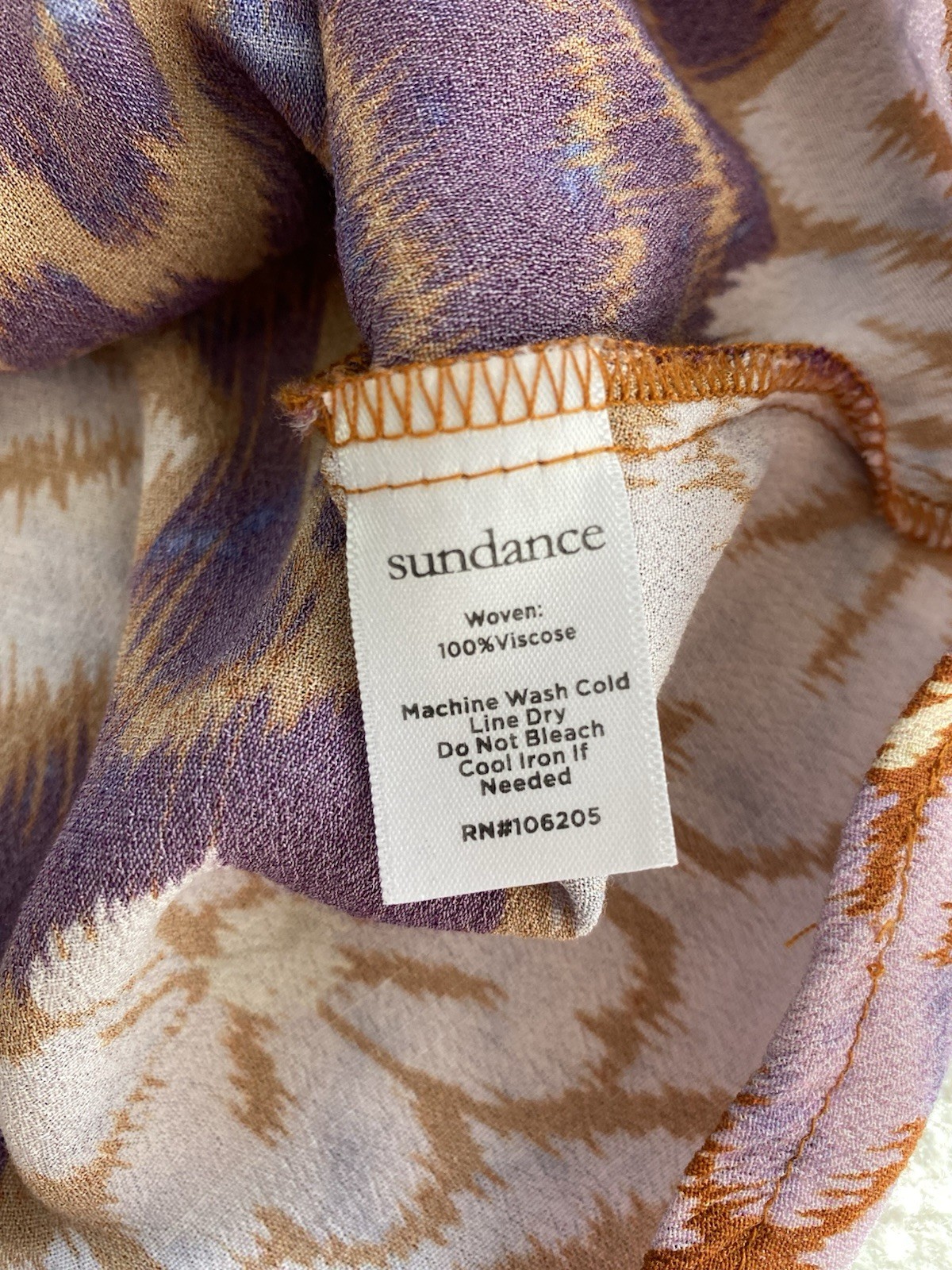 Sundance Button Floral Blouse Boho Hippie Loose Fit Purple 3/4 Sleeve Women’s XS