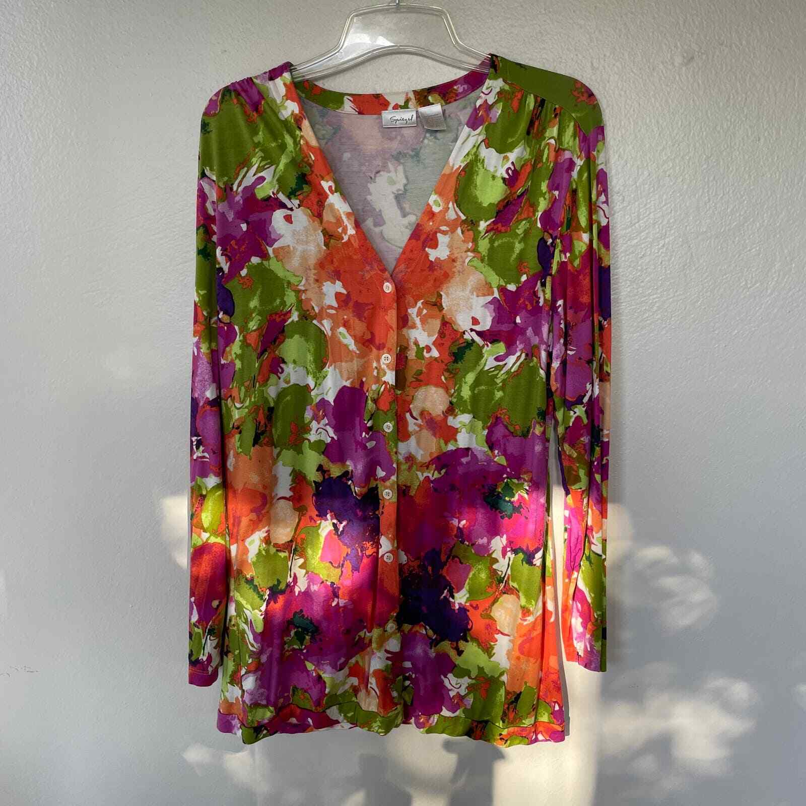 Spiegel Size XL Stretch knit Buttondown top