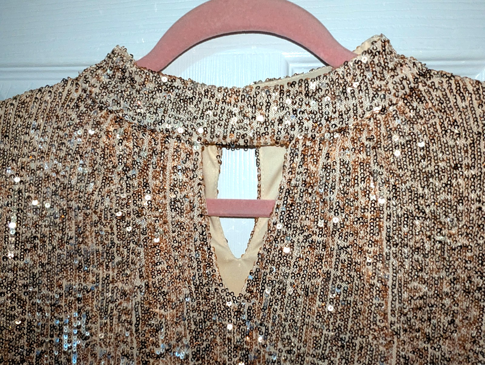 The Limited Belk Womens Gold Sequin Top Long Sleeve Sparkle Lined Extra Button M