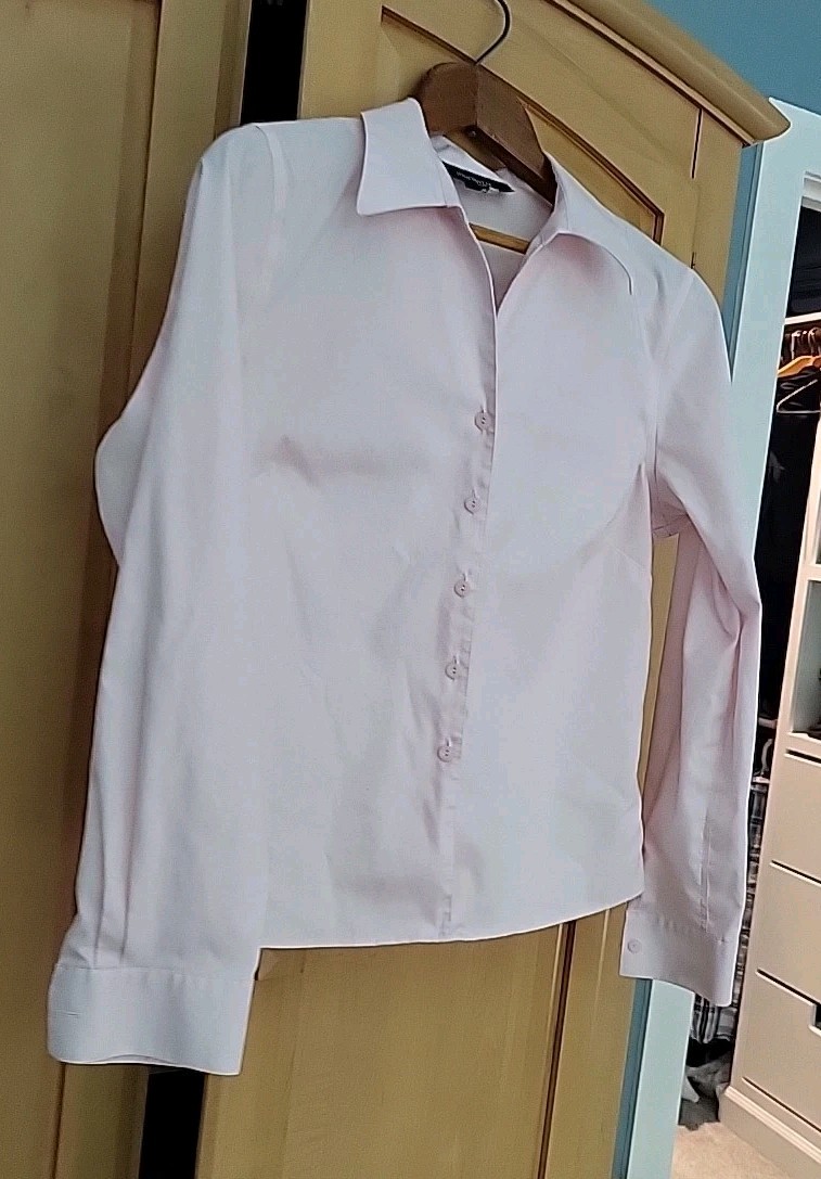 Jones Wear Quick Care Womens Button Up Blouse Shirt Pink Size 8 Zoom EUC