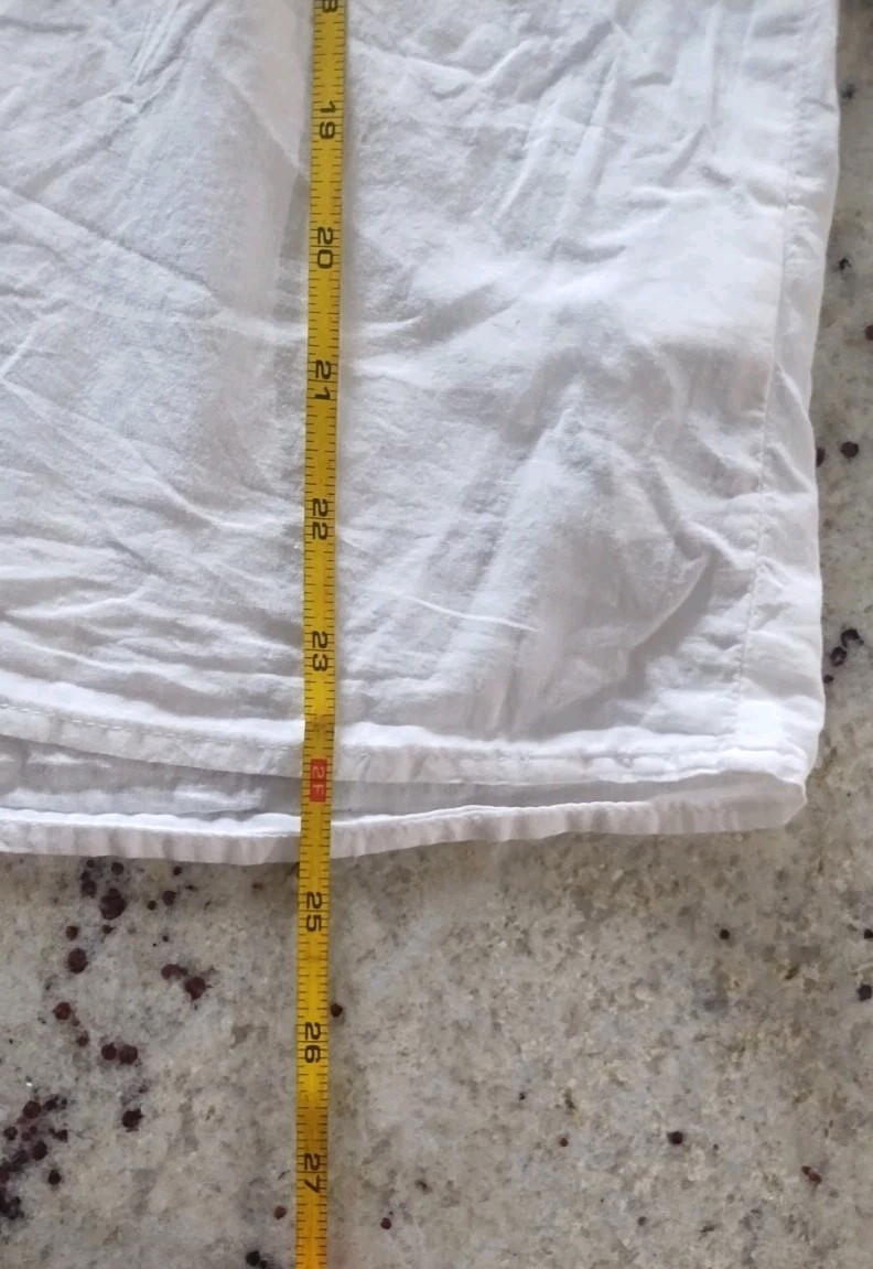 H&M Cotton White Solid Long Balloon Sleeve Button Front Blouse Smock US 6