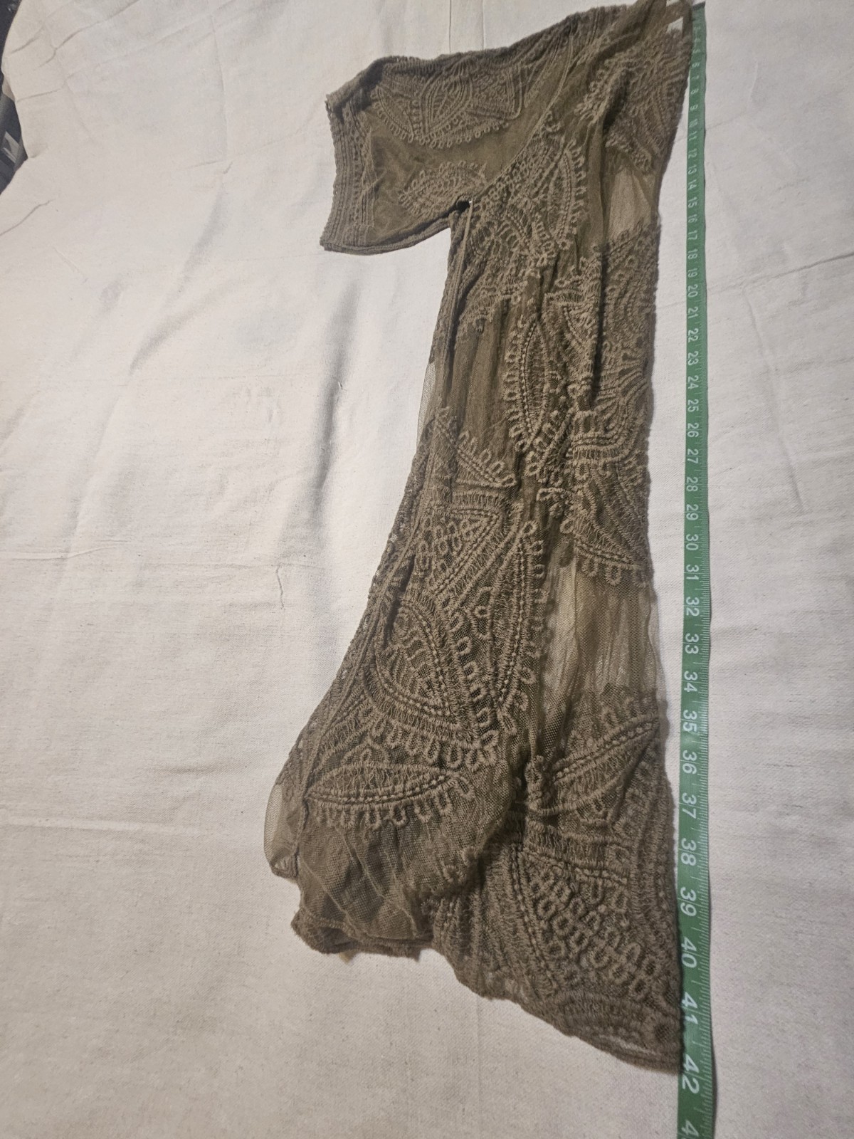 Romantic Lace Womens Kimono Duster Open Front Sz L/XL Green