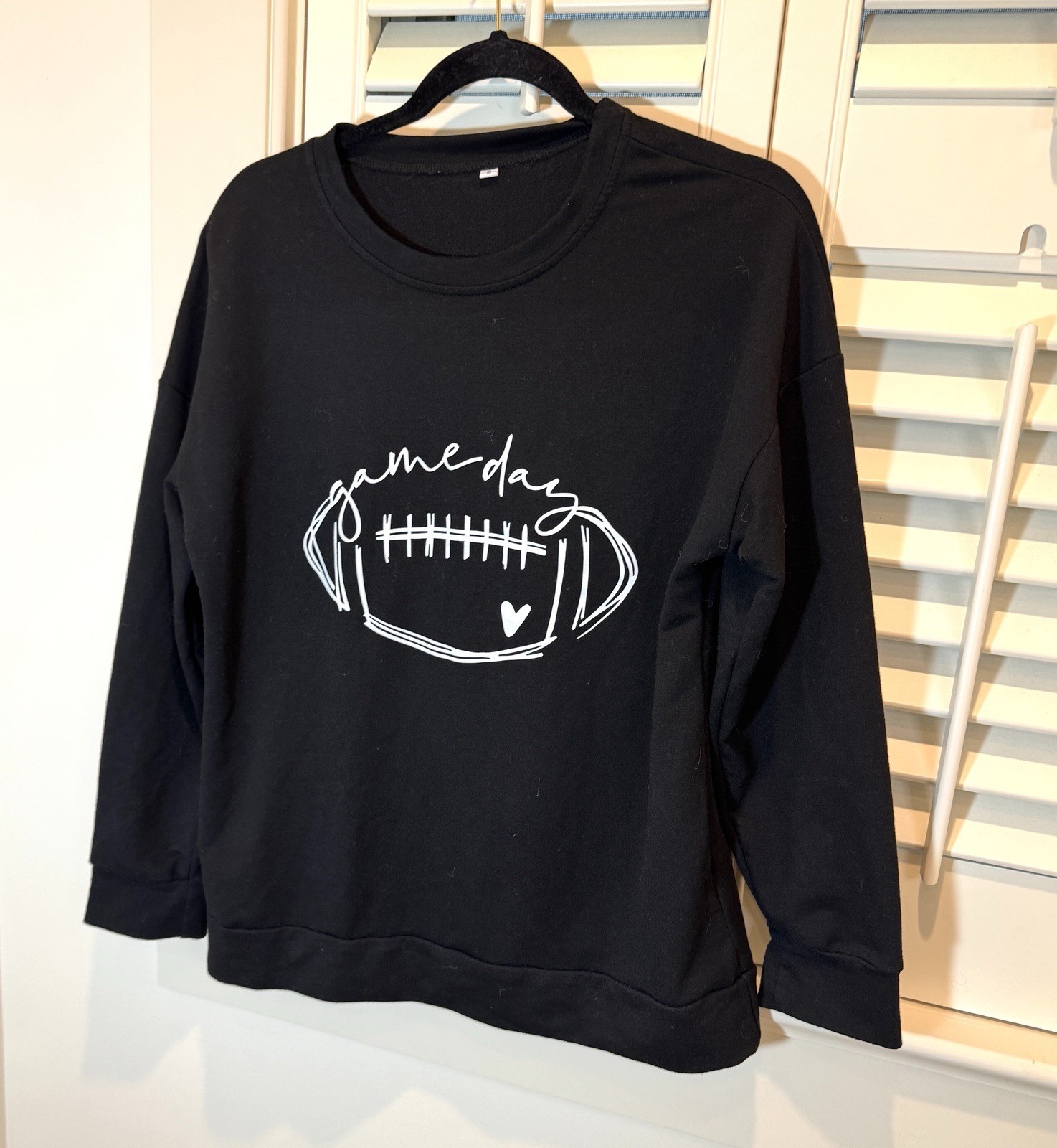 Women’s Game Day Shirt football long sleeve black Poly Cotton Stretch Size S