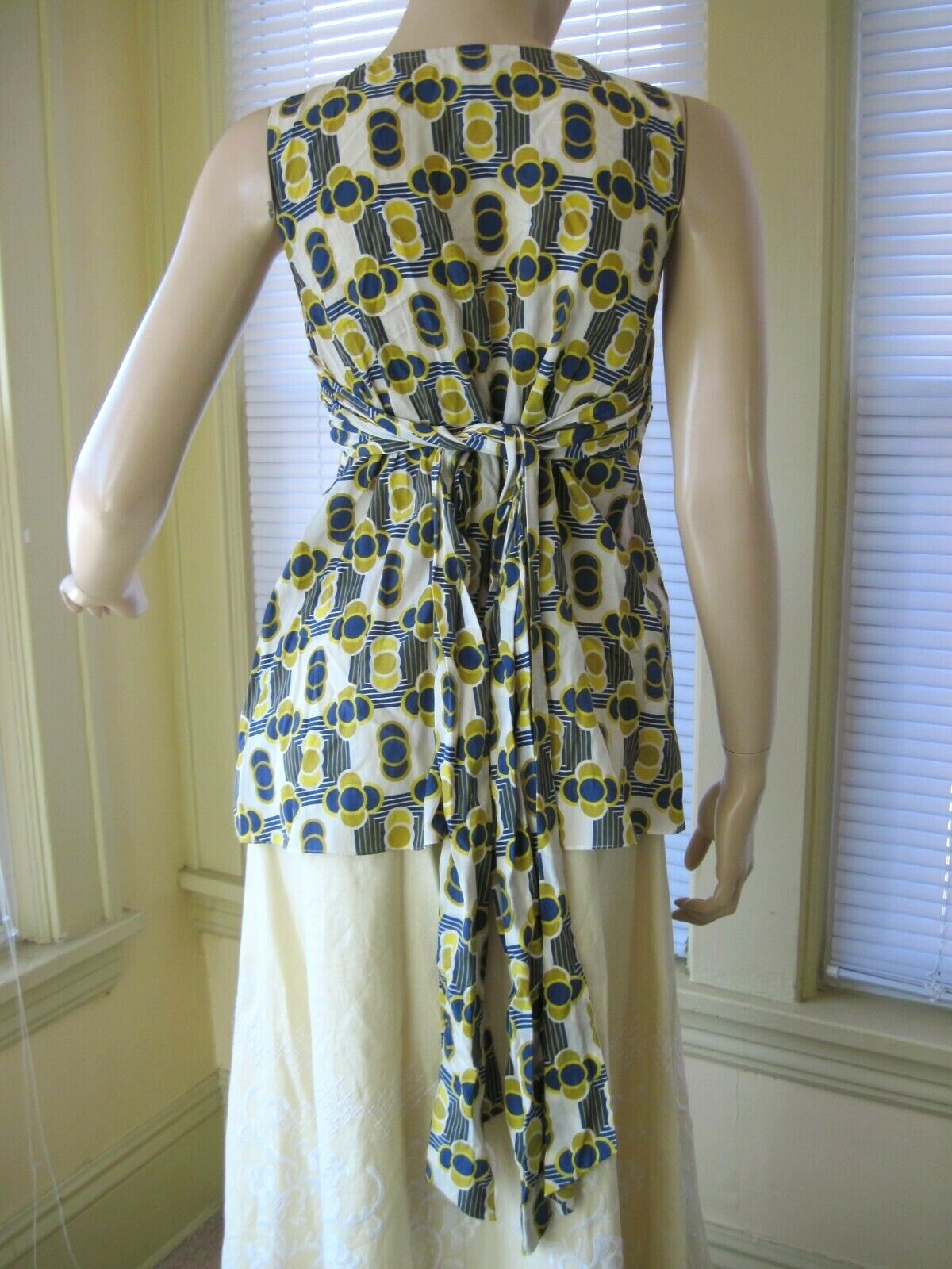 Ted Baker Gorgeous Silk Blend Casual Elegant Empire Waist Back Bow Sz S EUC