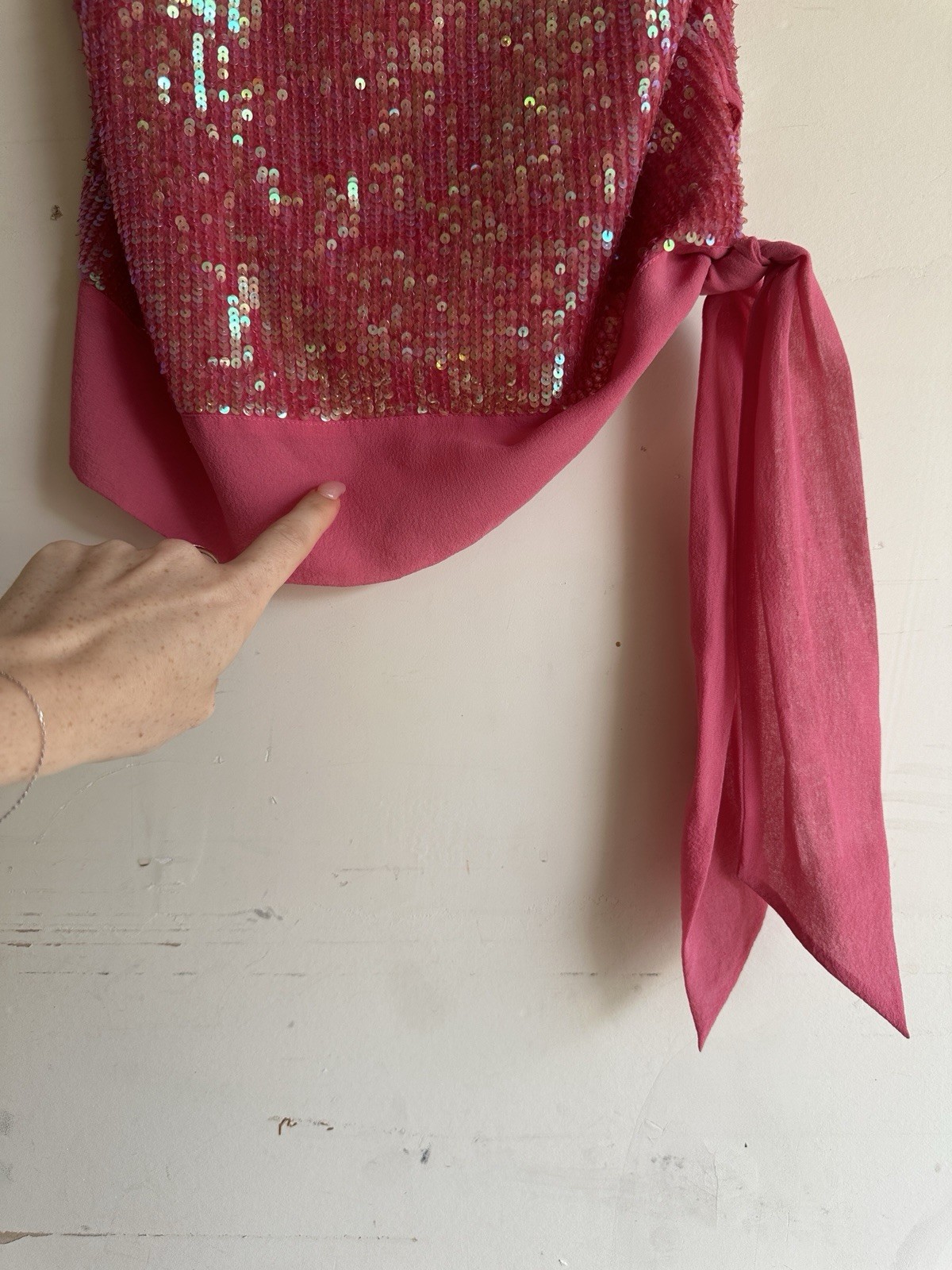 Vintage Y2K Bebe silk sequin pink camisole top