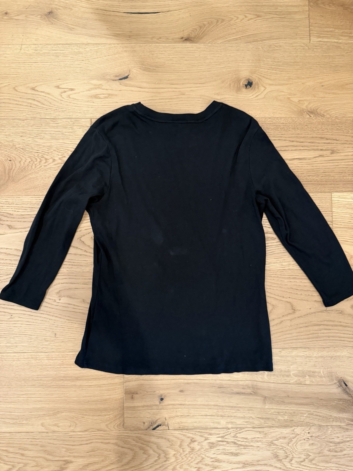 Ralph Lauren Sport Women’s Large Black Long Sleeve Crew Neck T Shirt White Pony