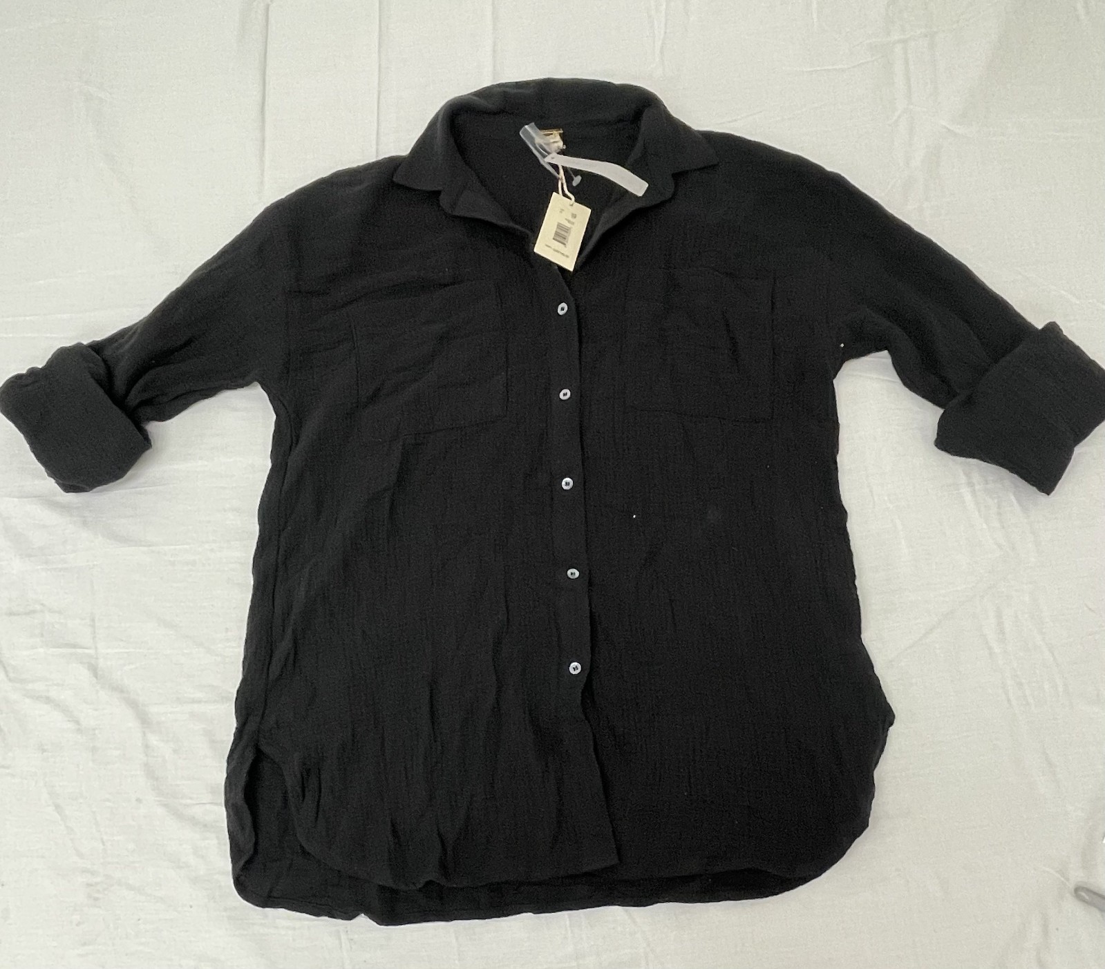 Magaschoni Organic Cotton Roll Up Sleeve Top Women’s size XS