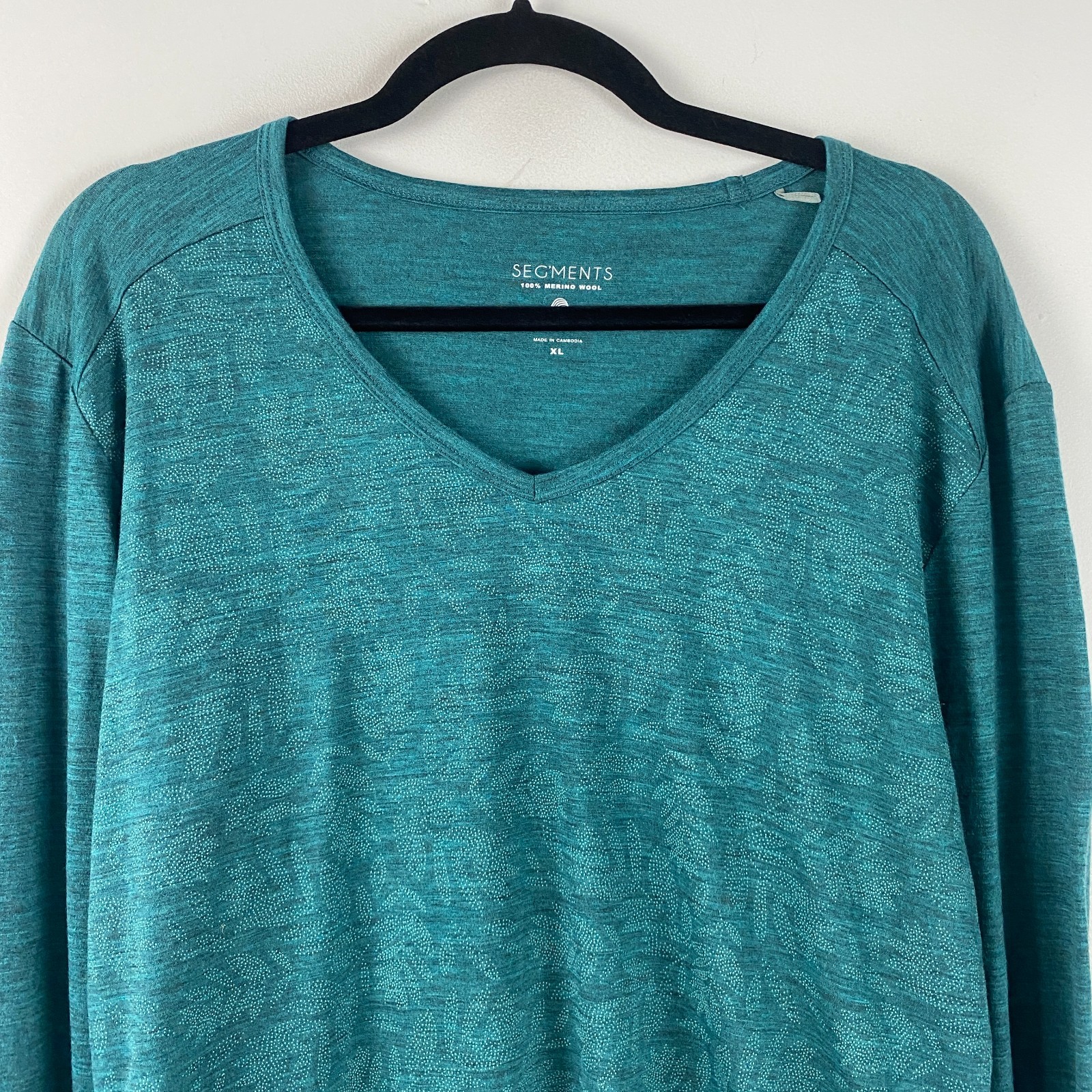 Segments 100% Merino Wool L/S Shirt XL Teal Base Layer Outdoor Hiking