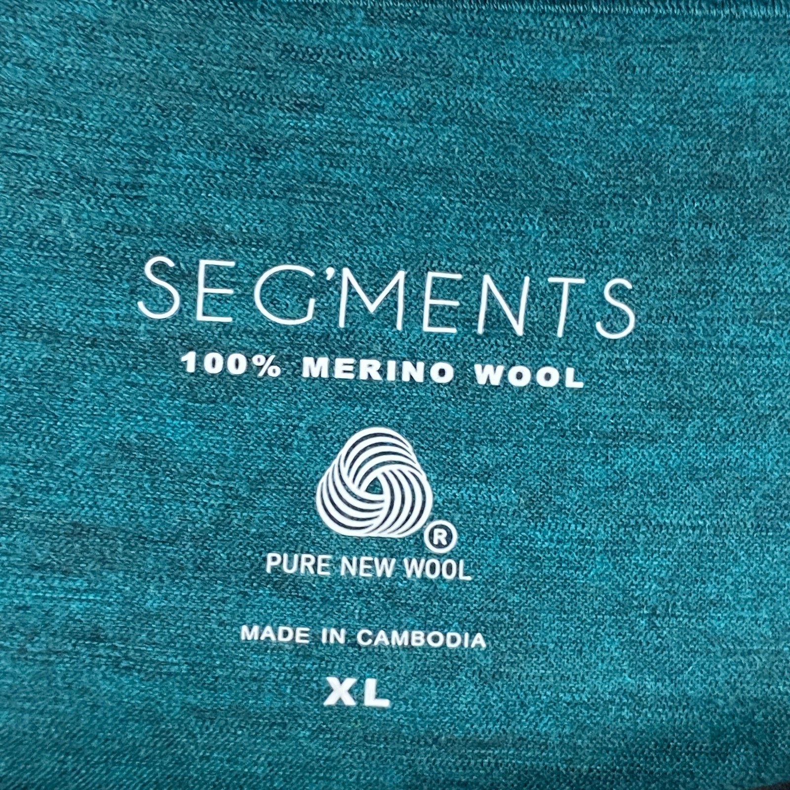 Segments 100% Merino Wool L/S Shirt XL Teal Base Layer Outdoor Hiking