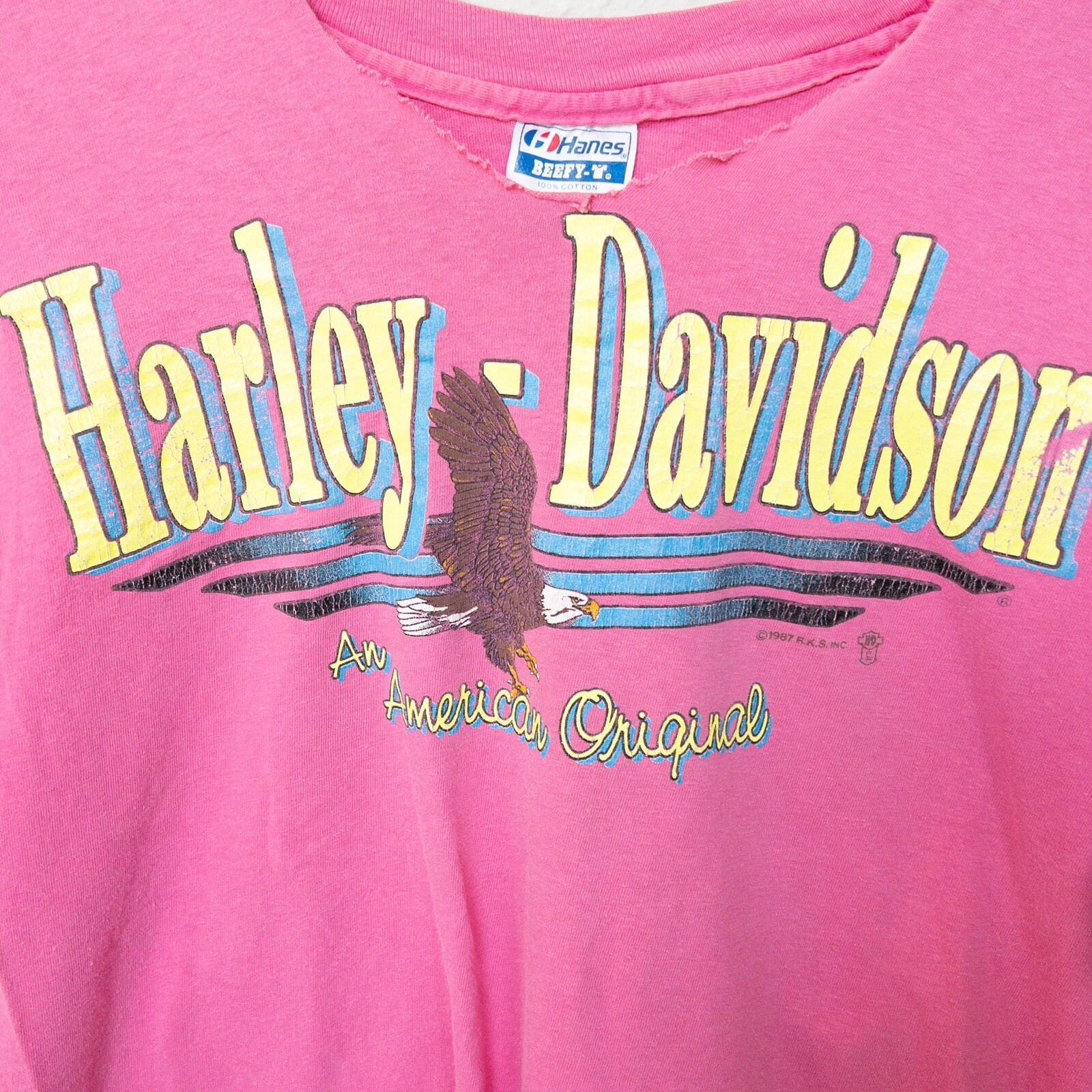 VTG 1987 Harley Davidson T-Shirt Made In USA 1980’s Home Tailoring Large
