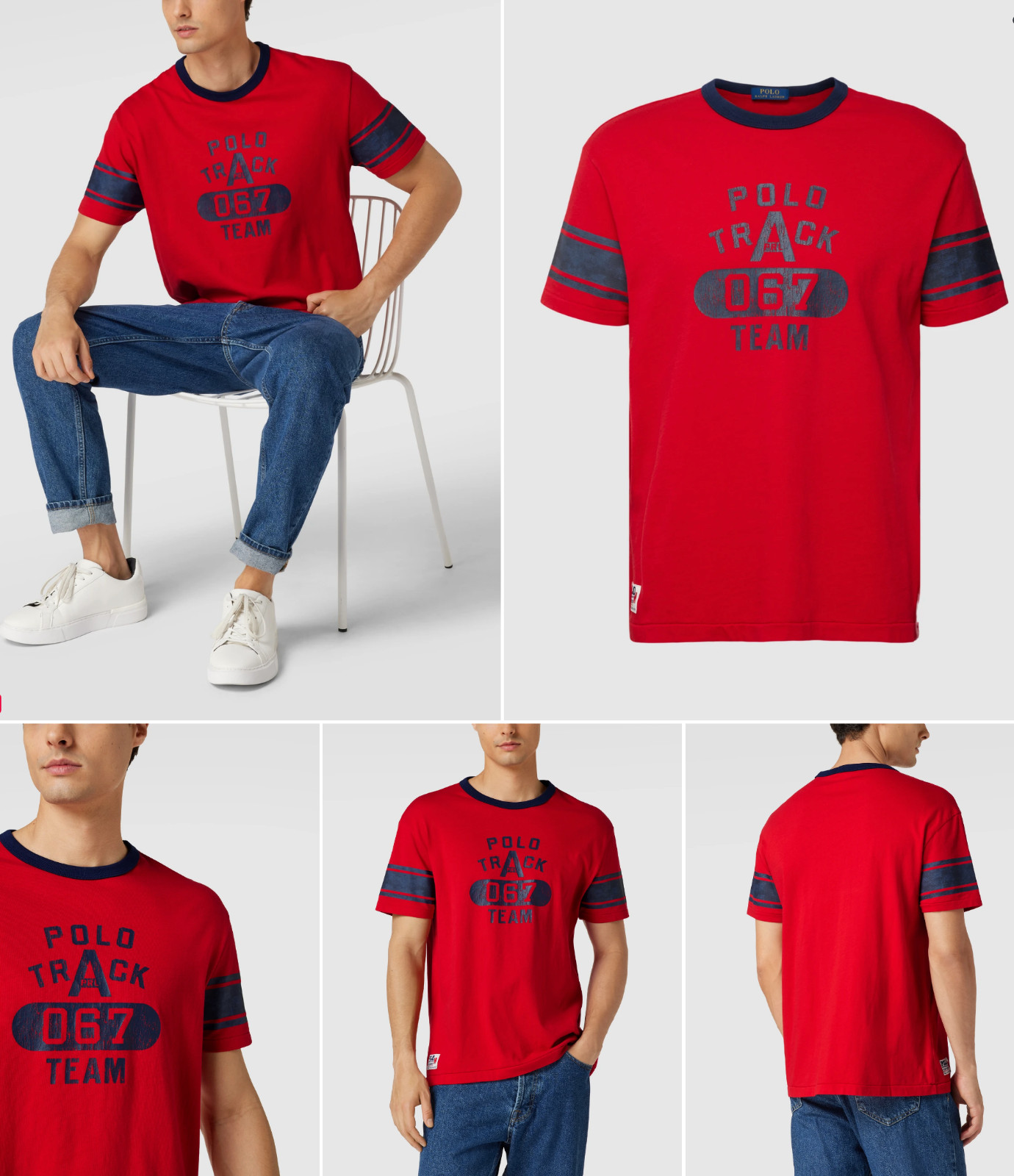 POLO RALPH LAUREN TRACK TEAM TEE T-Shirt Tee Classic Fit Pure Cotton Top M