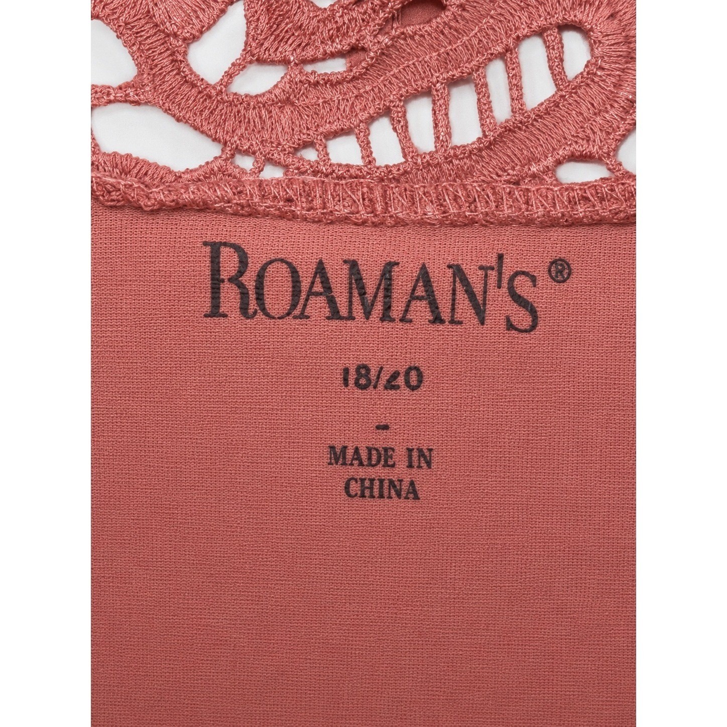 Roamans Womens 1X 18/20 Pink Pajama Lounge Set Crochet Top Wide Leg Crop Pants