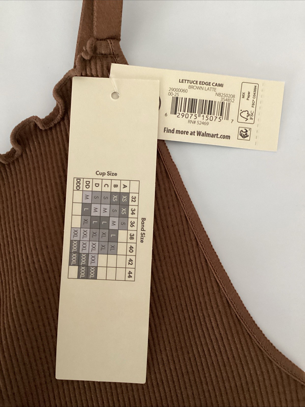 NOBO NO BOUNDARIES BROWN LETTUCE EDGE RIB KNIT CROP CAMI Sz. Jr. XL*