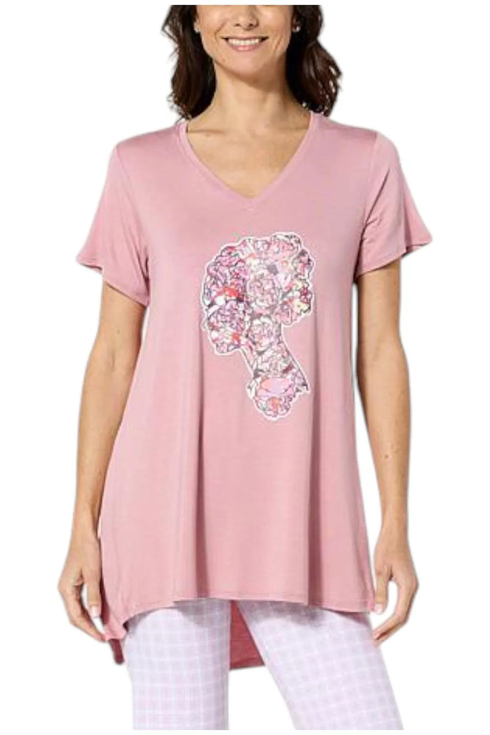 HUE Women’s Perfect Graphic Legging Tee Pink
