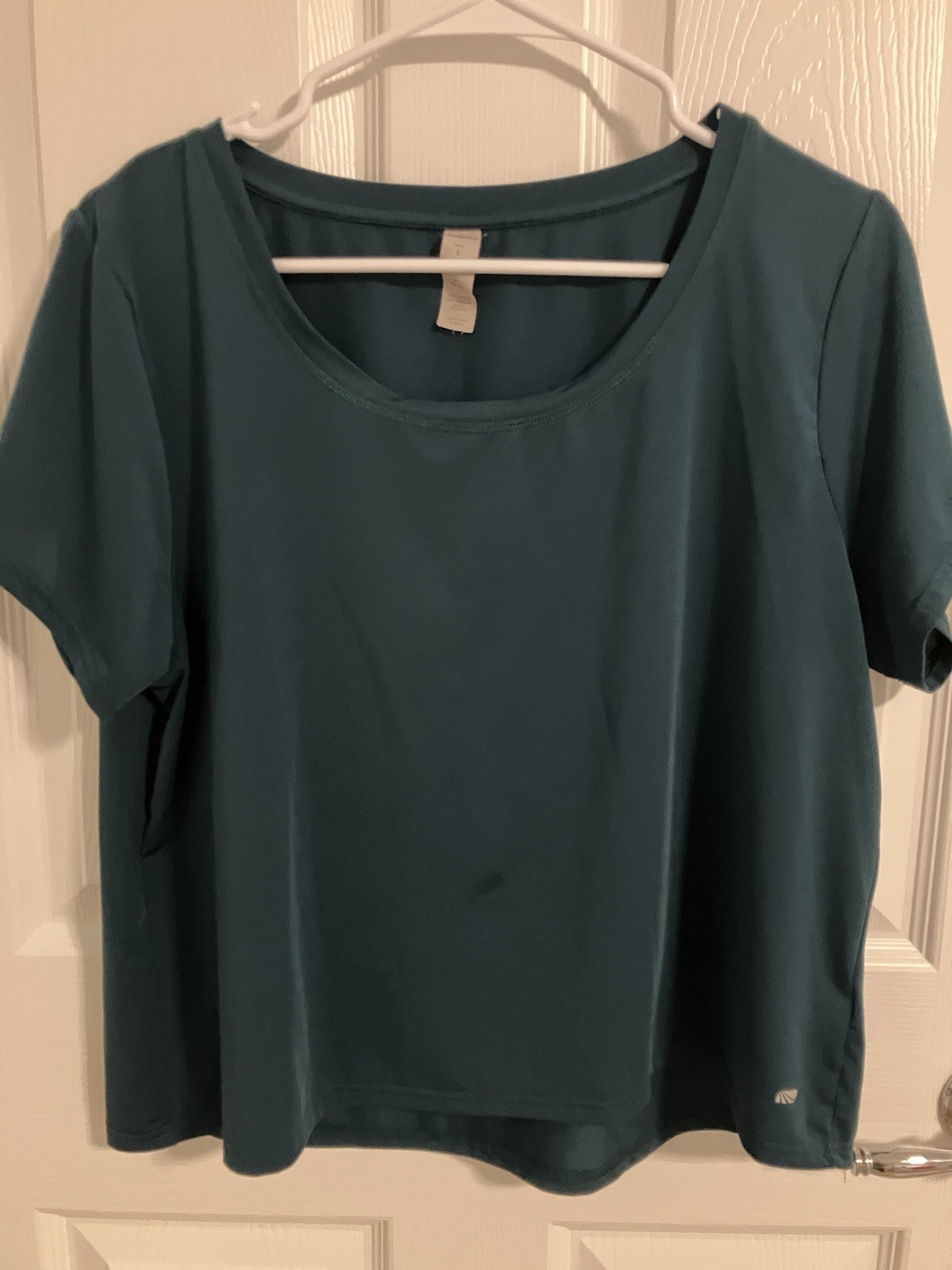Ladies Marika top Dark Green Short Sleeve Round Neck Stretchy Slinky Size L