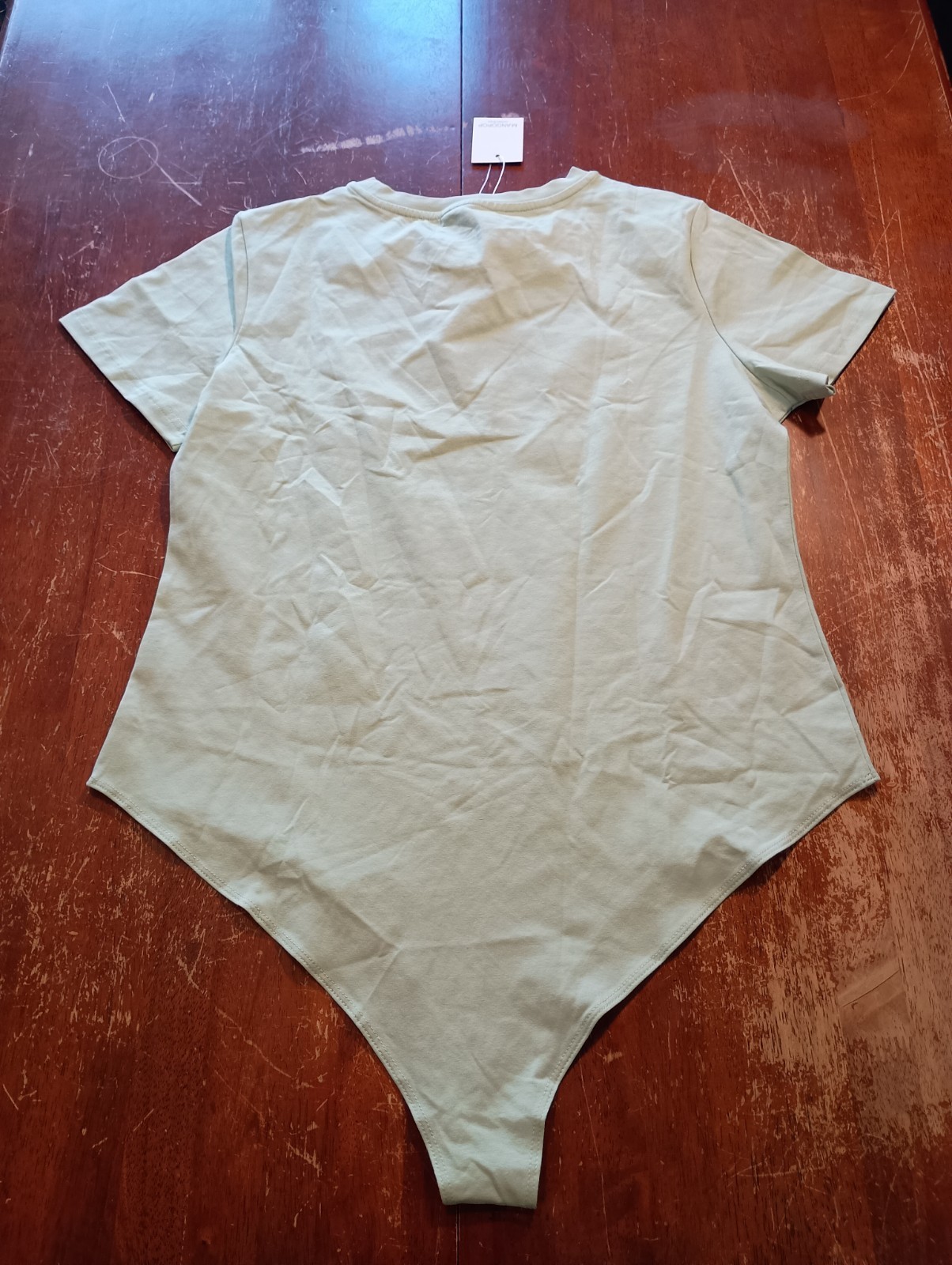 MANGOPOP Women’s Light Green Short Sleeve Bodysuit Size XXL