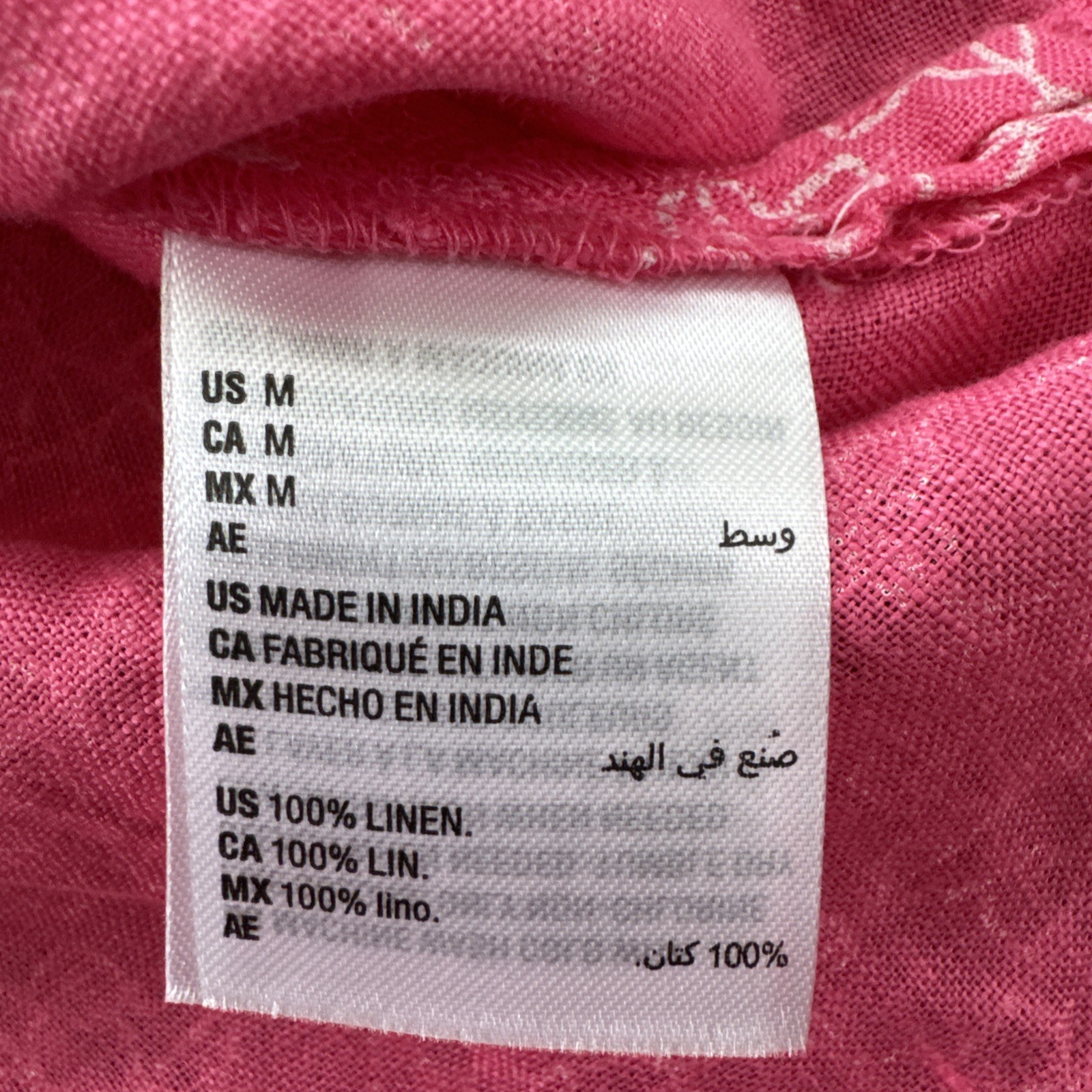 Charter Club Linen Luxury Medium Blouse Tunic Pink Button Women’s C5