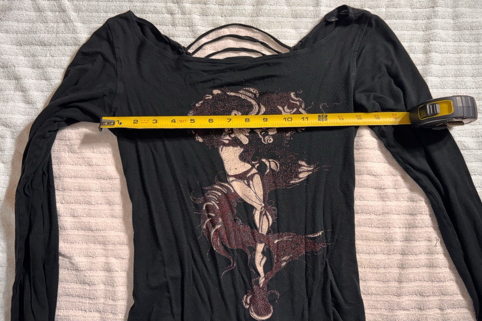 Buddhaful Y2K Graphic Shredded Back Long Sleeve Woman’s L Goth Burning Man Boho