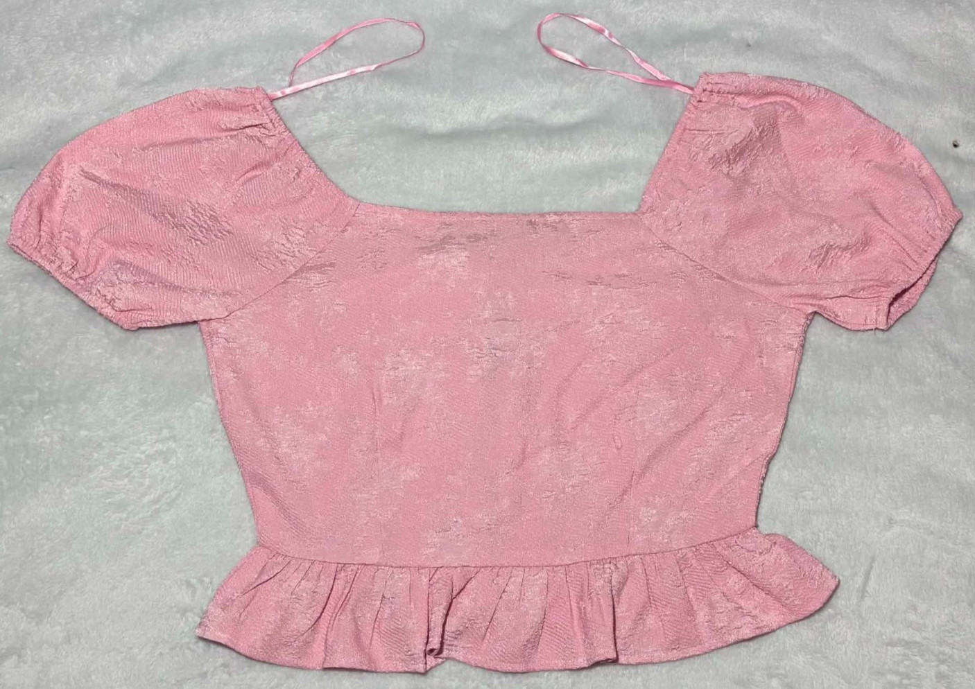 One Clothing Blouse Ruched Tie-Front Cottagecore Blush Pink Size Large