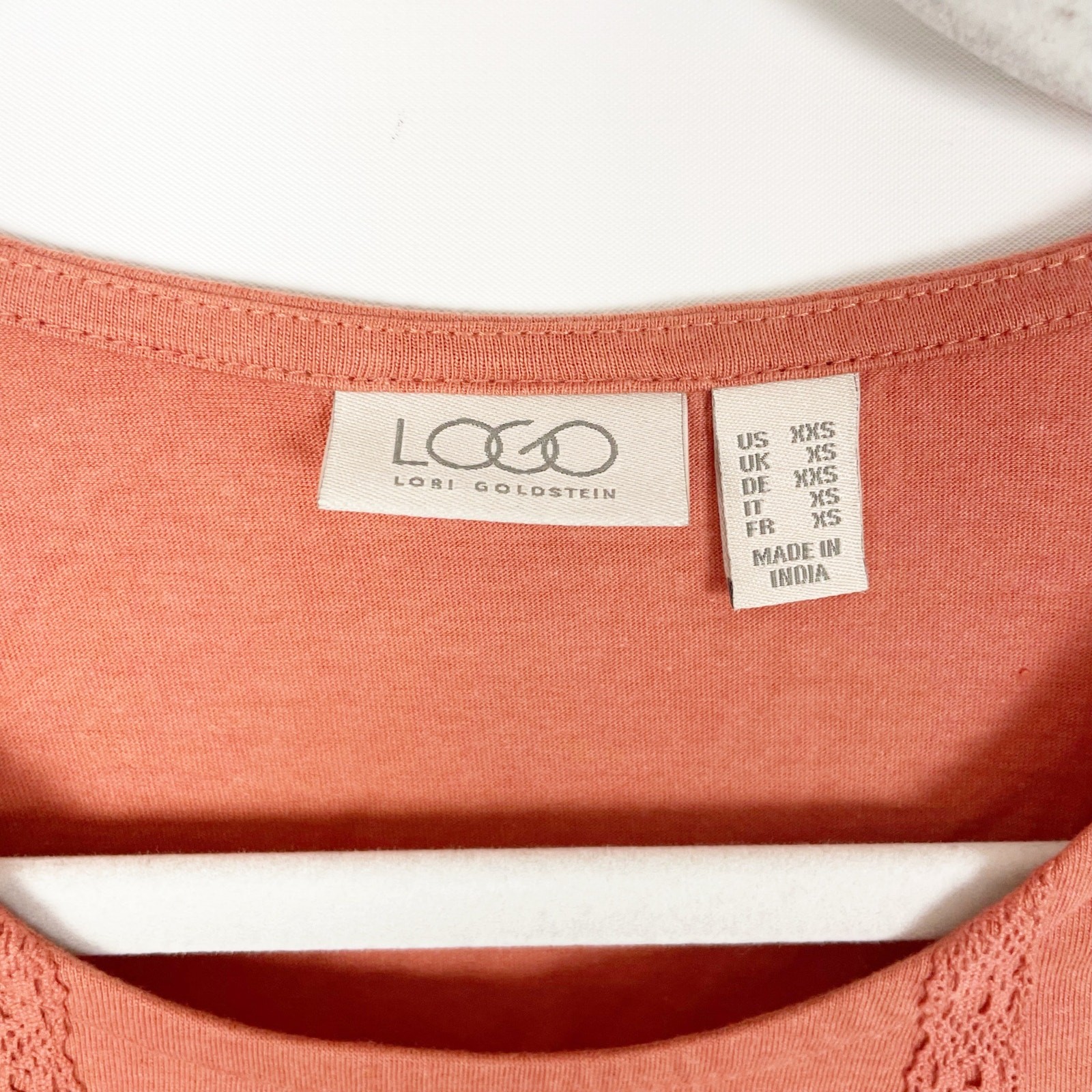 LOGO Lori Goldstein Knit Tank Coral Orange XXS Embroidered NWOT A302462