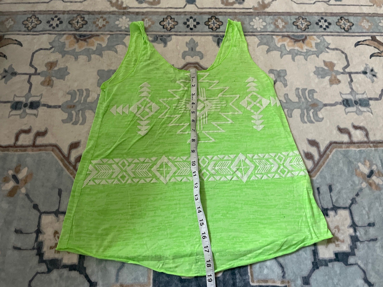 Sweet Claire Sleeveless Hot Lime Green Southwestern Tank Size L