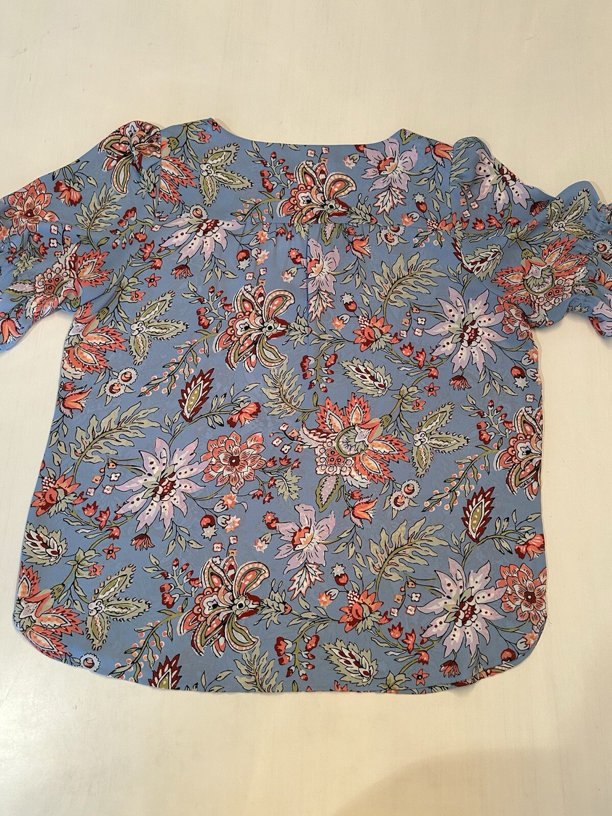 Light Blue Floral Blouse Smoke Free