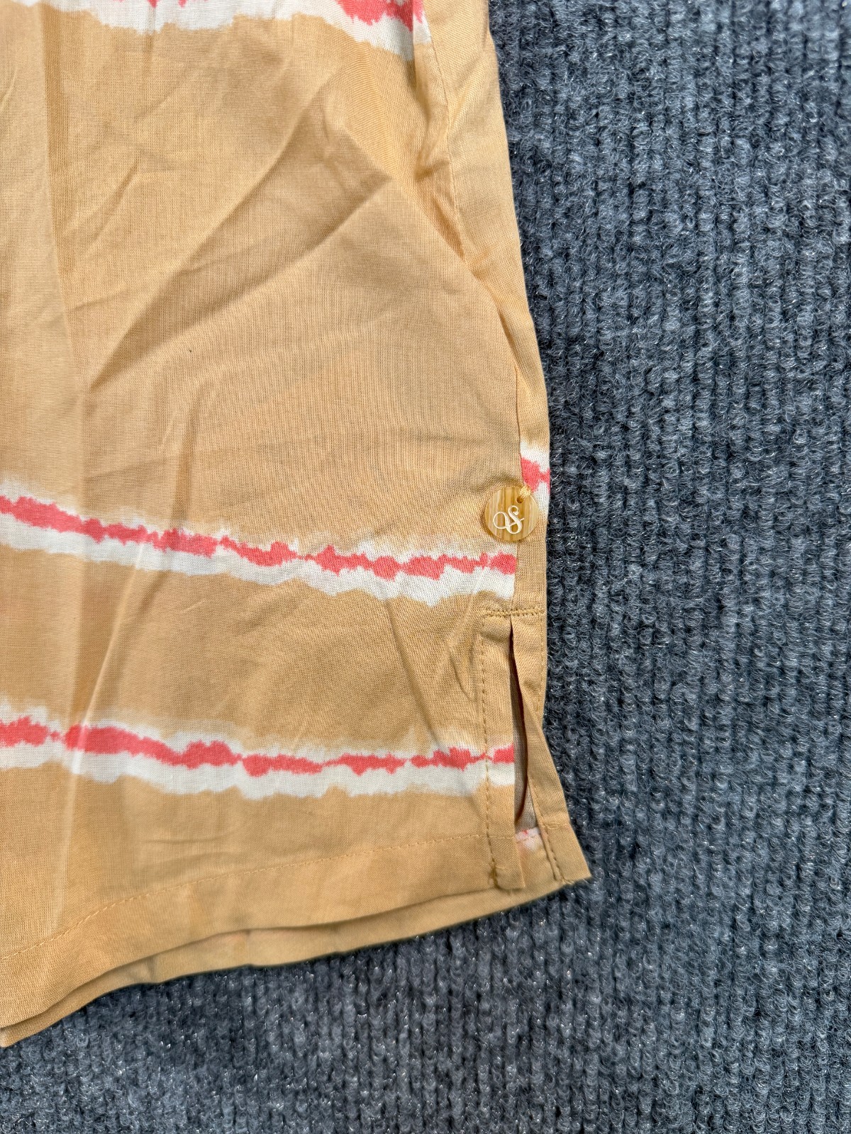 Scotch Soda Women’s Printed Shirt Balloon Sleeves Size Medium Tan Pink