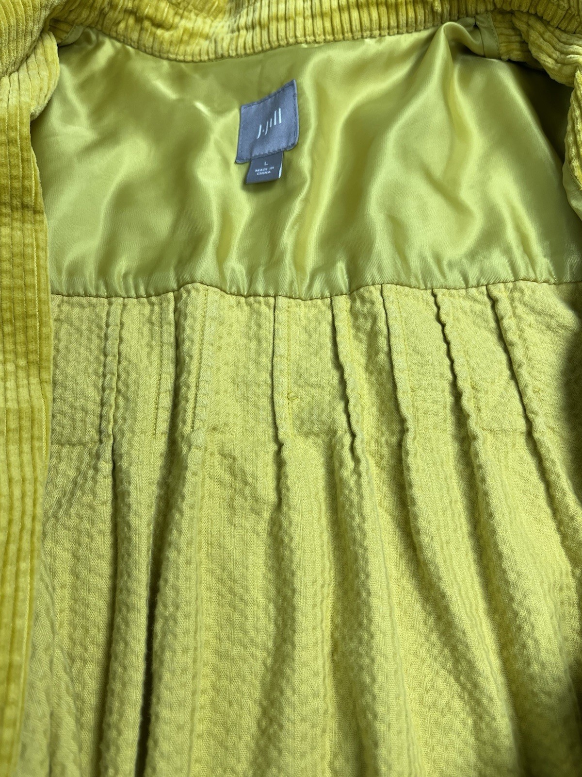J Jill Shirt Jacket L Mustard Yellow Corduroy Shacket Pockets Button Front