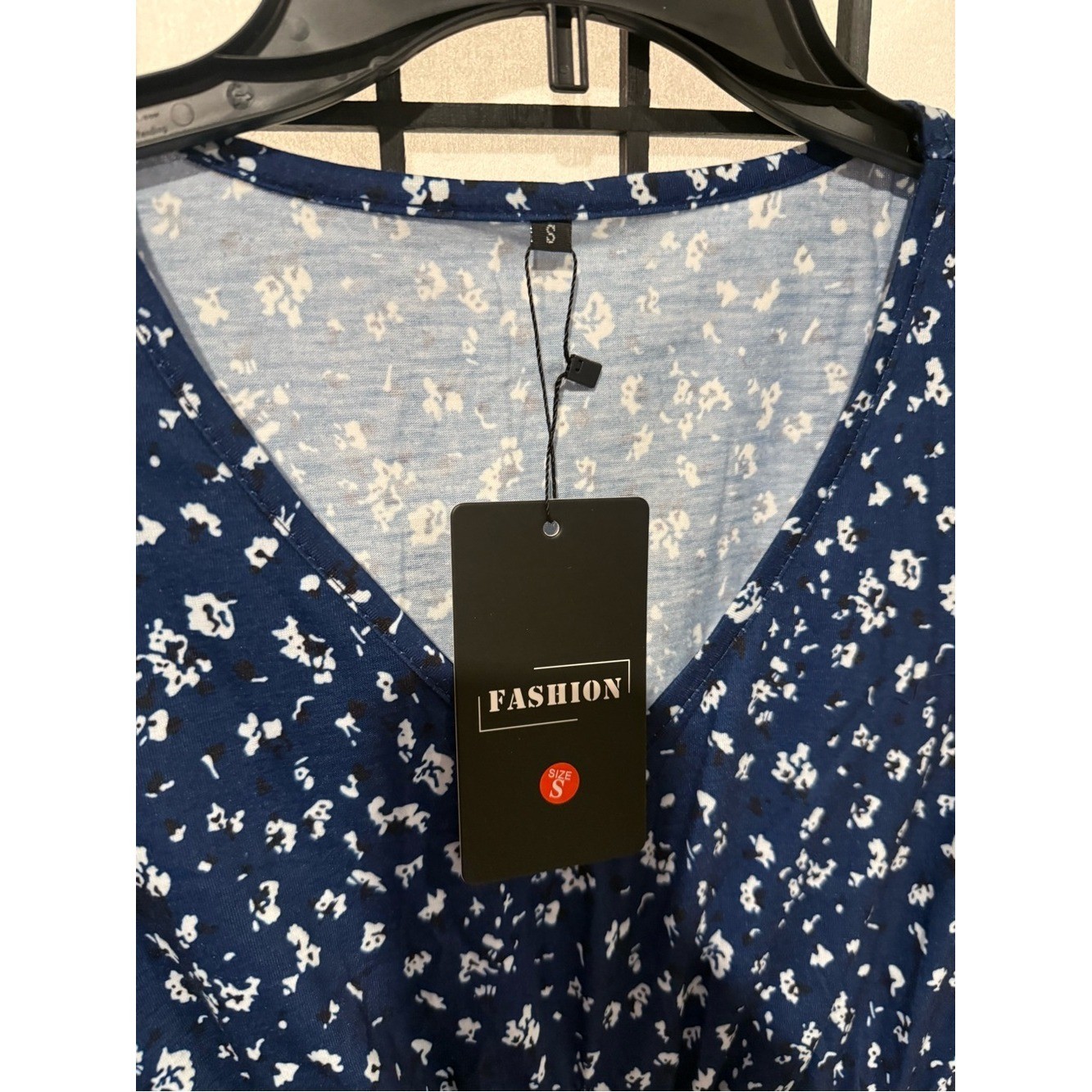 NWT Navy Floral Smocked Babydoll Maternity Tunic Top Small