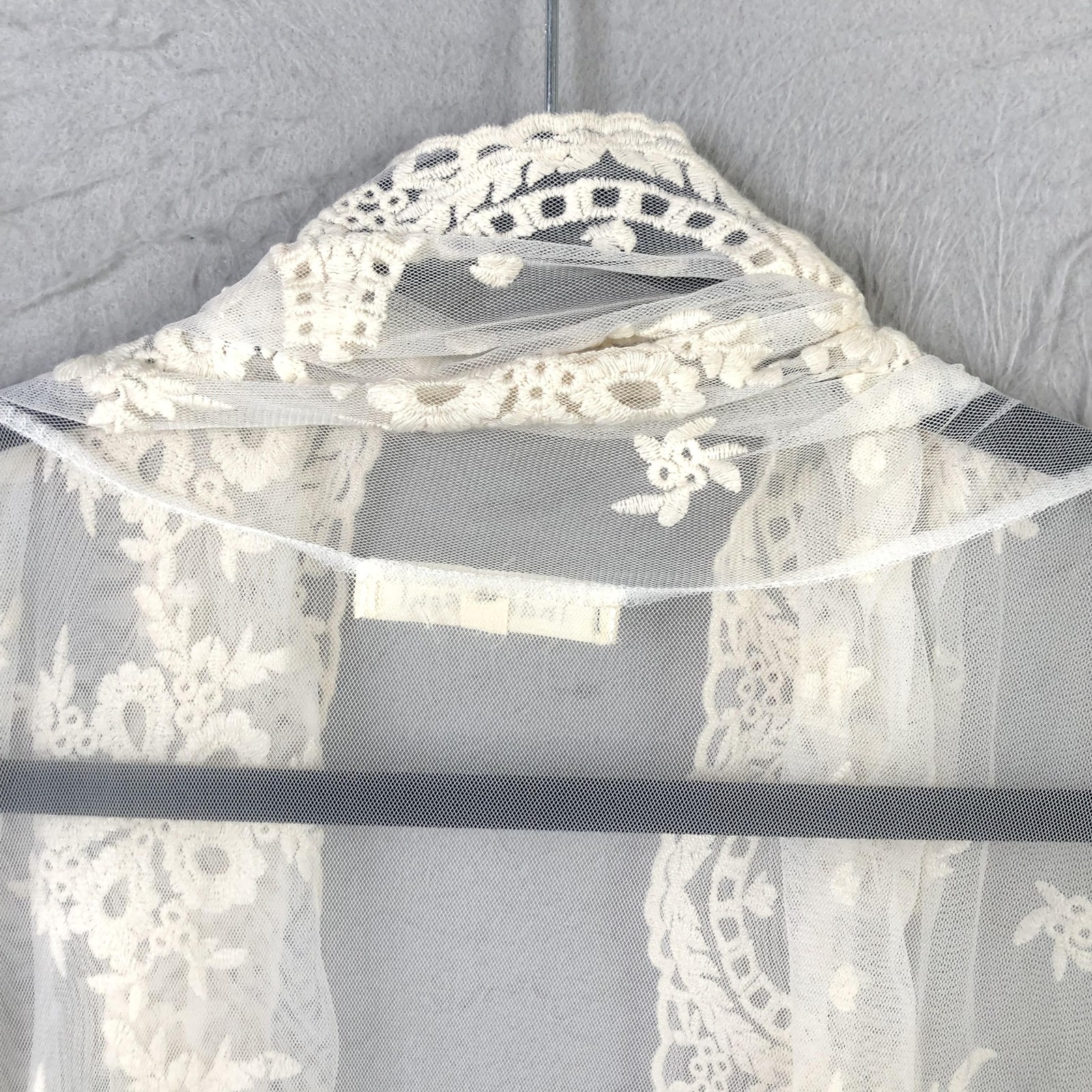 Indigo Soul Kimono Cardigan Womens Large White Sheer Lace Fairy Grunge Victorian