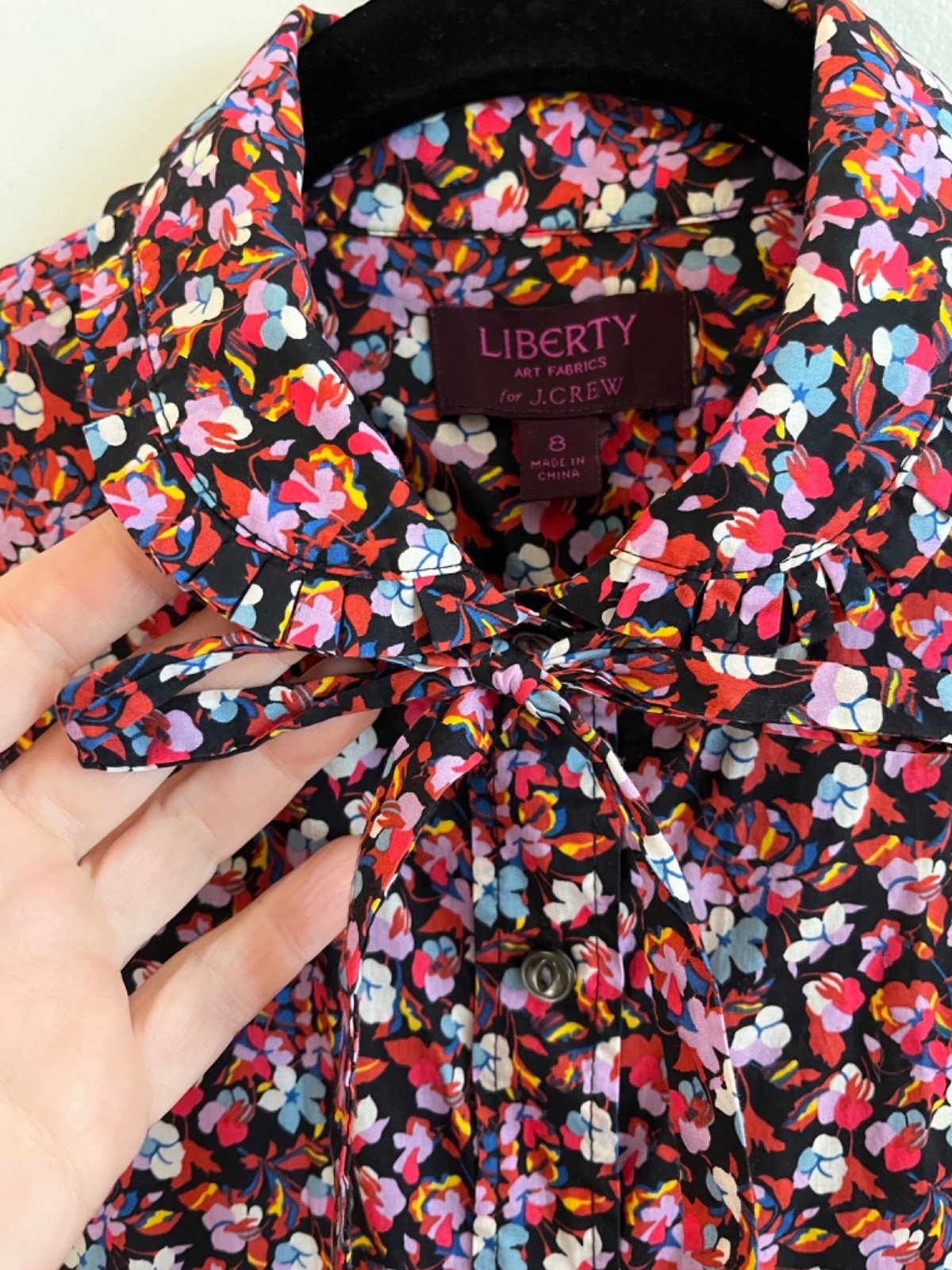Womens Dark Cottage Academia Blouse Size 8 J Crew Liberty of London Floral Fairy