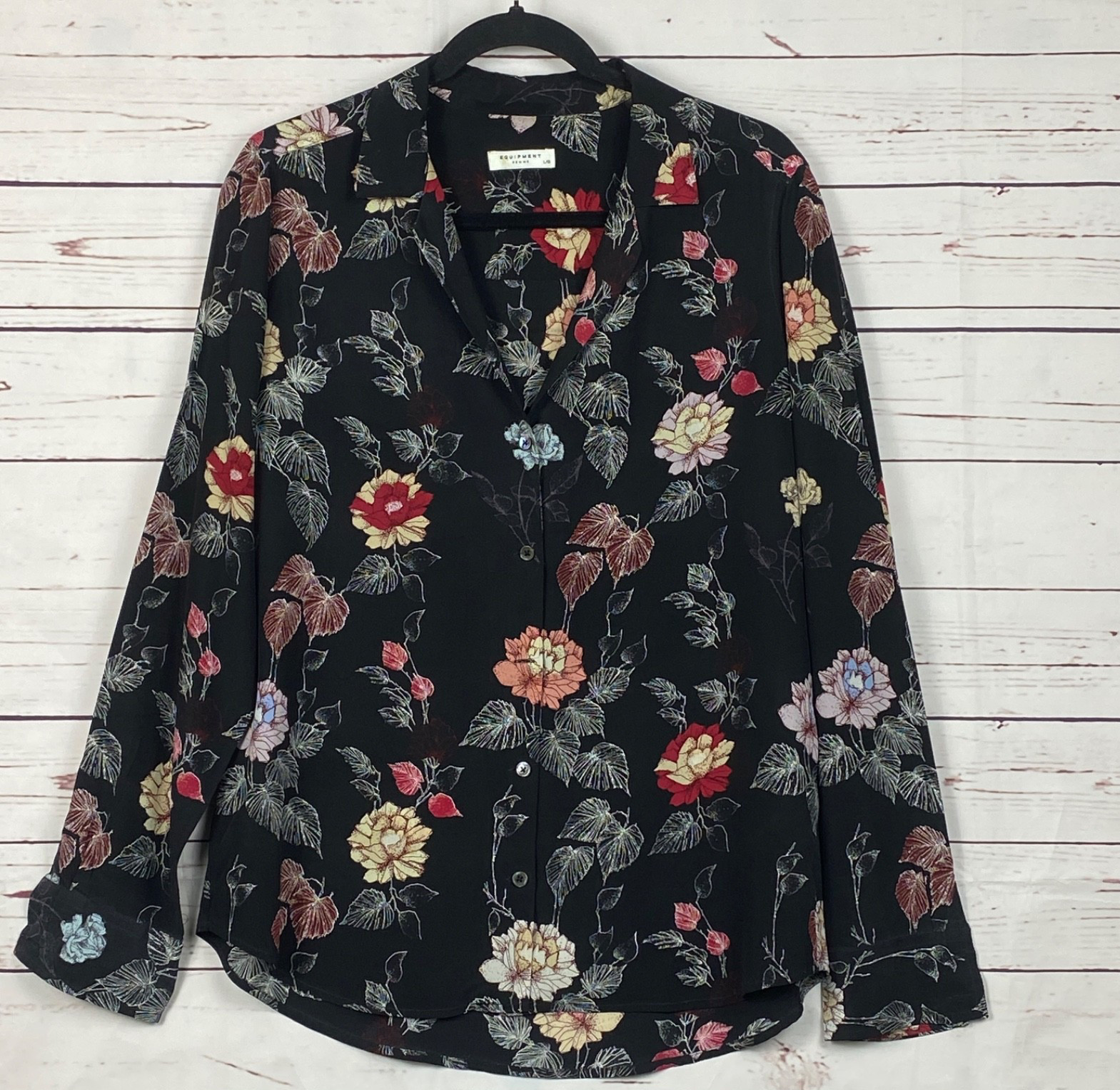 Equipment Femme Button Up Shirt Large Multicolor Floral Silk Blouse Corpcore