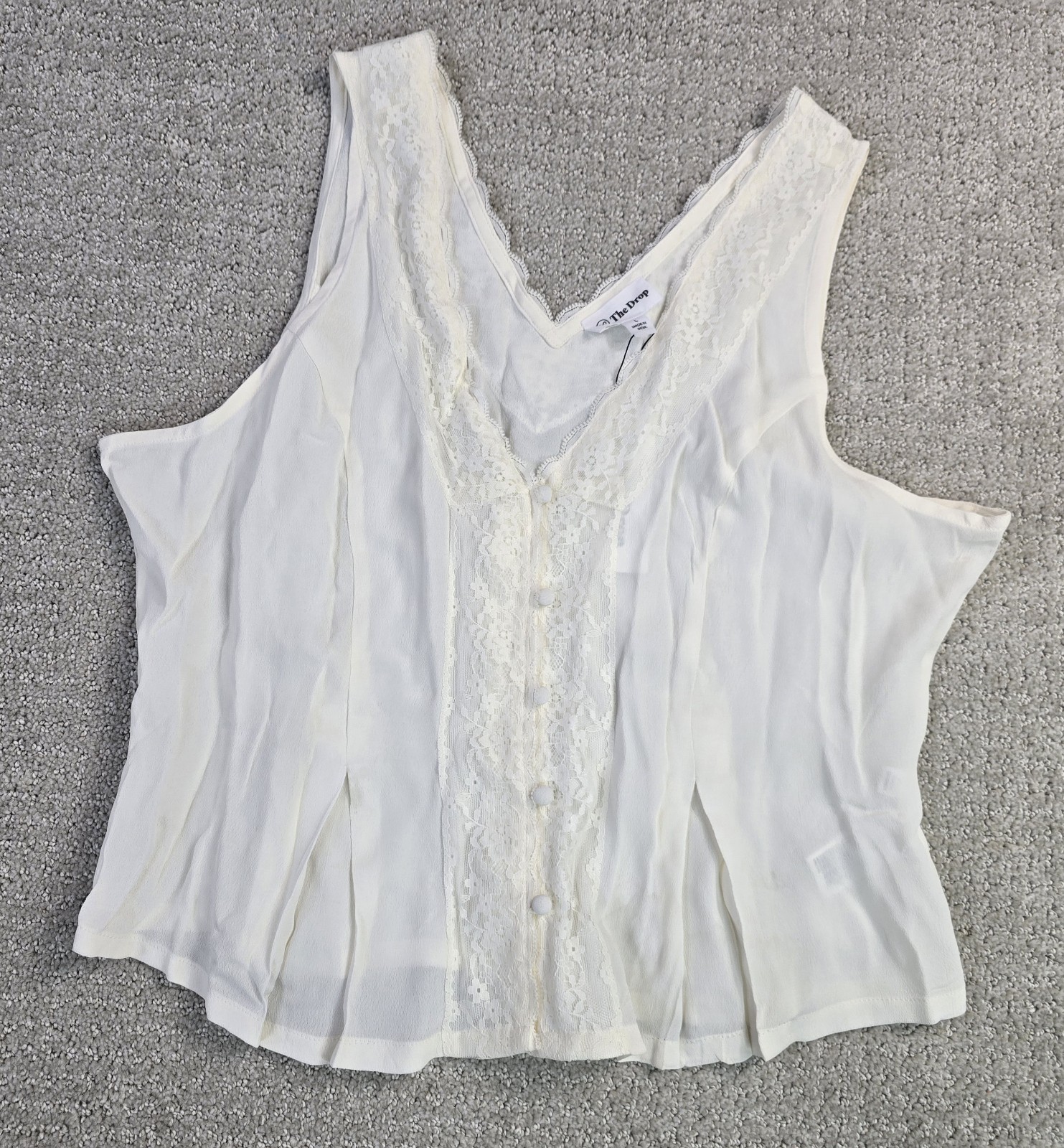 The Drop L Large Paloma Lace Top Whisper White Tank Ivory Classic Victorian