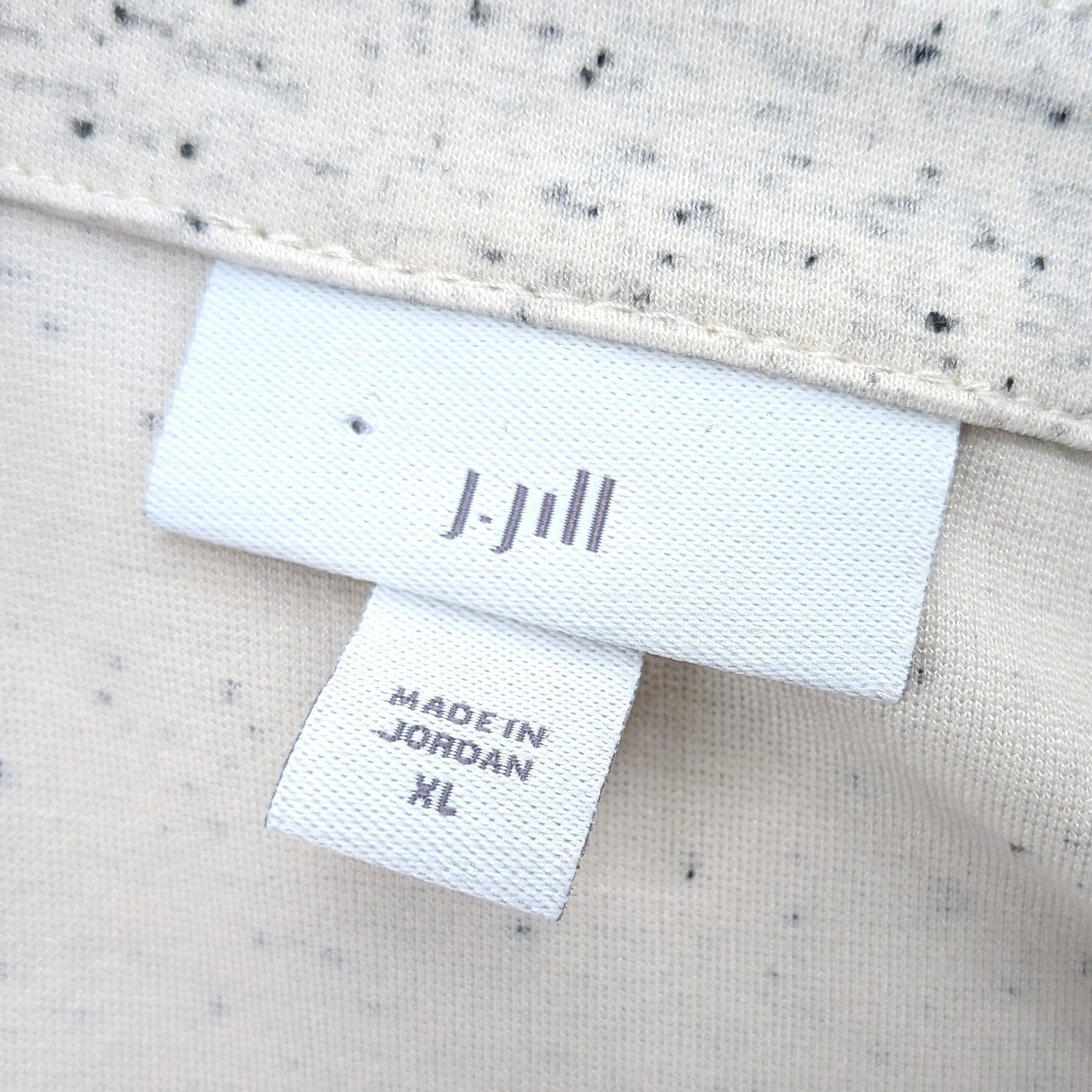 J Jill Speckled Knit Tunic Layered Hem Beige Minimalist Top XL