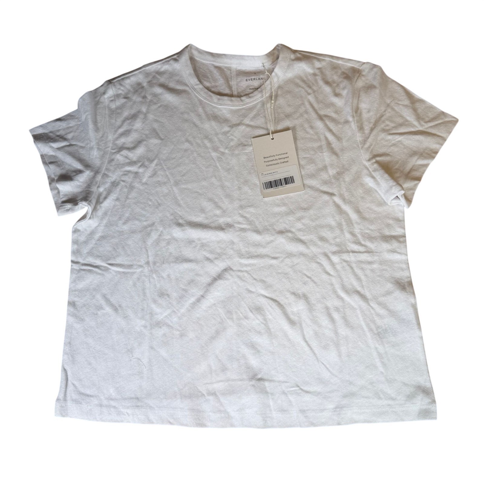 Everlane The Cotton Linen Box Cut Tee No Pocket White Size Small NWT
