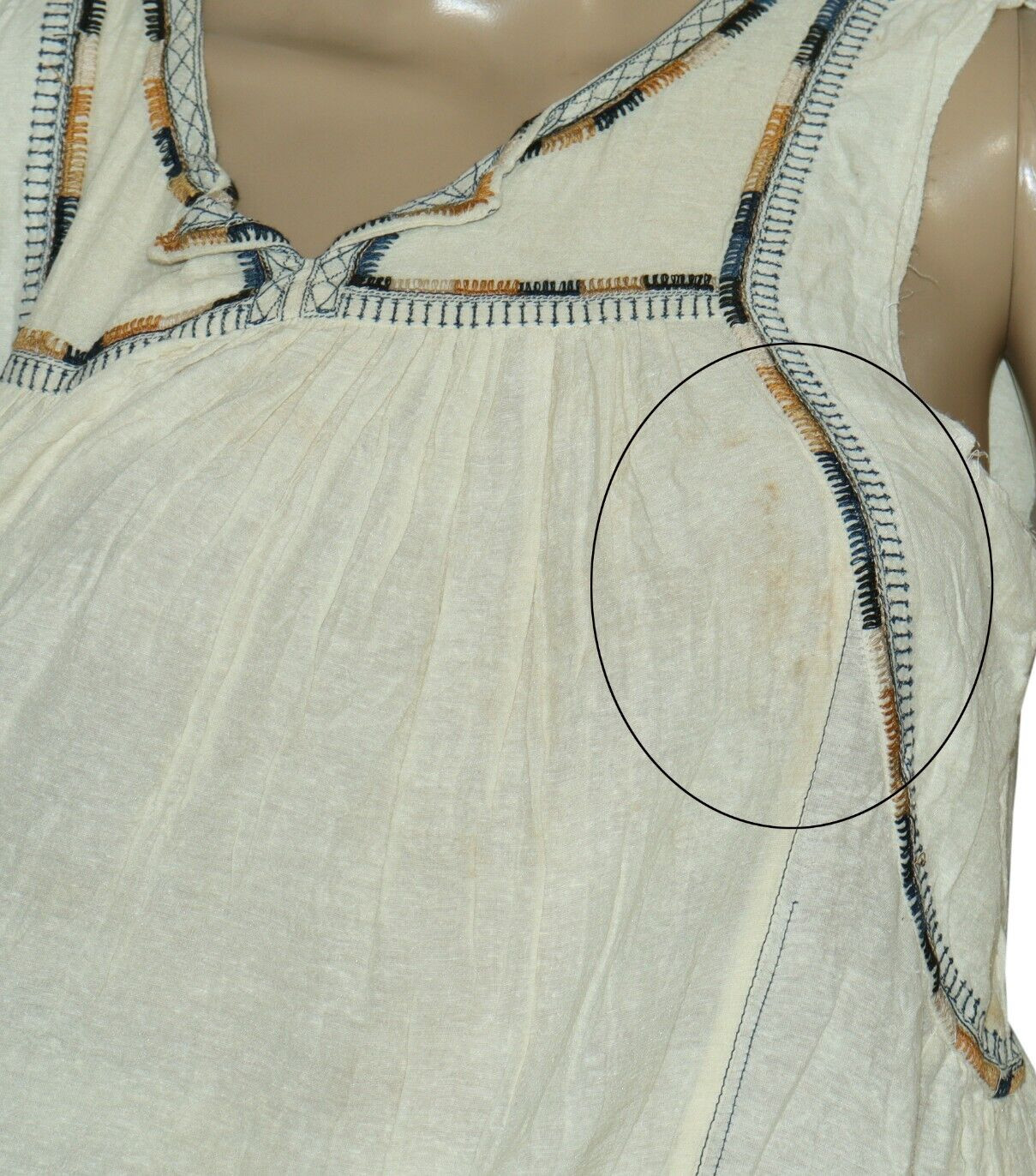 Isabel Marant Etoile Border Embroidered Sleeveless Cream Silk Blouse Top S 36