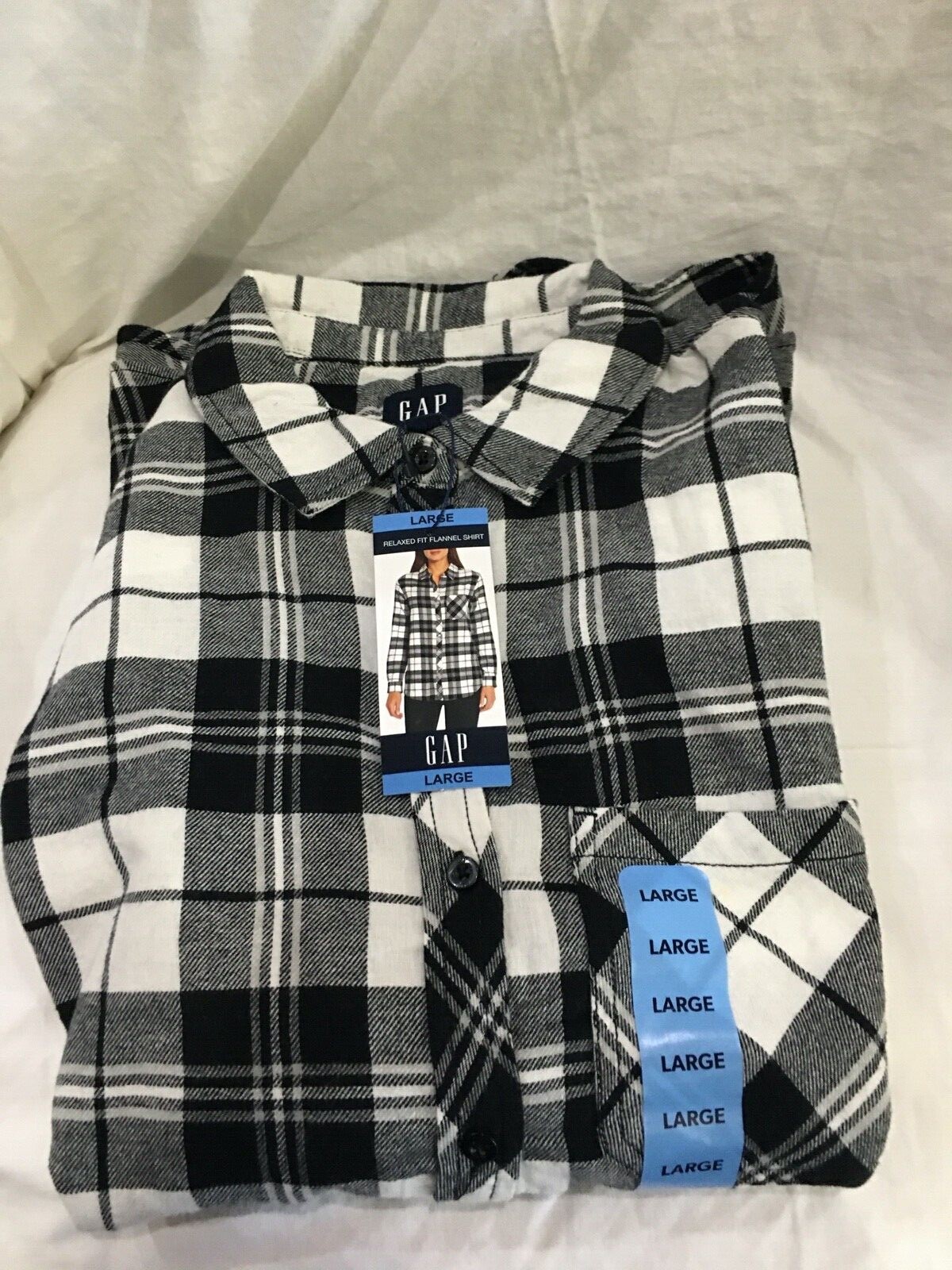 New GAP Women’s Long Sleeve Button Down Relaxed Fit Flannel Shirt Plaid S,M,L,XL