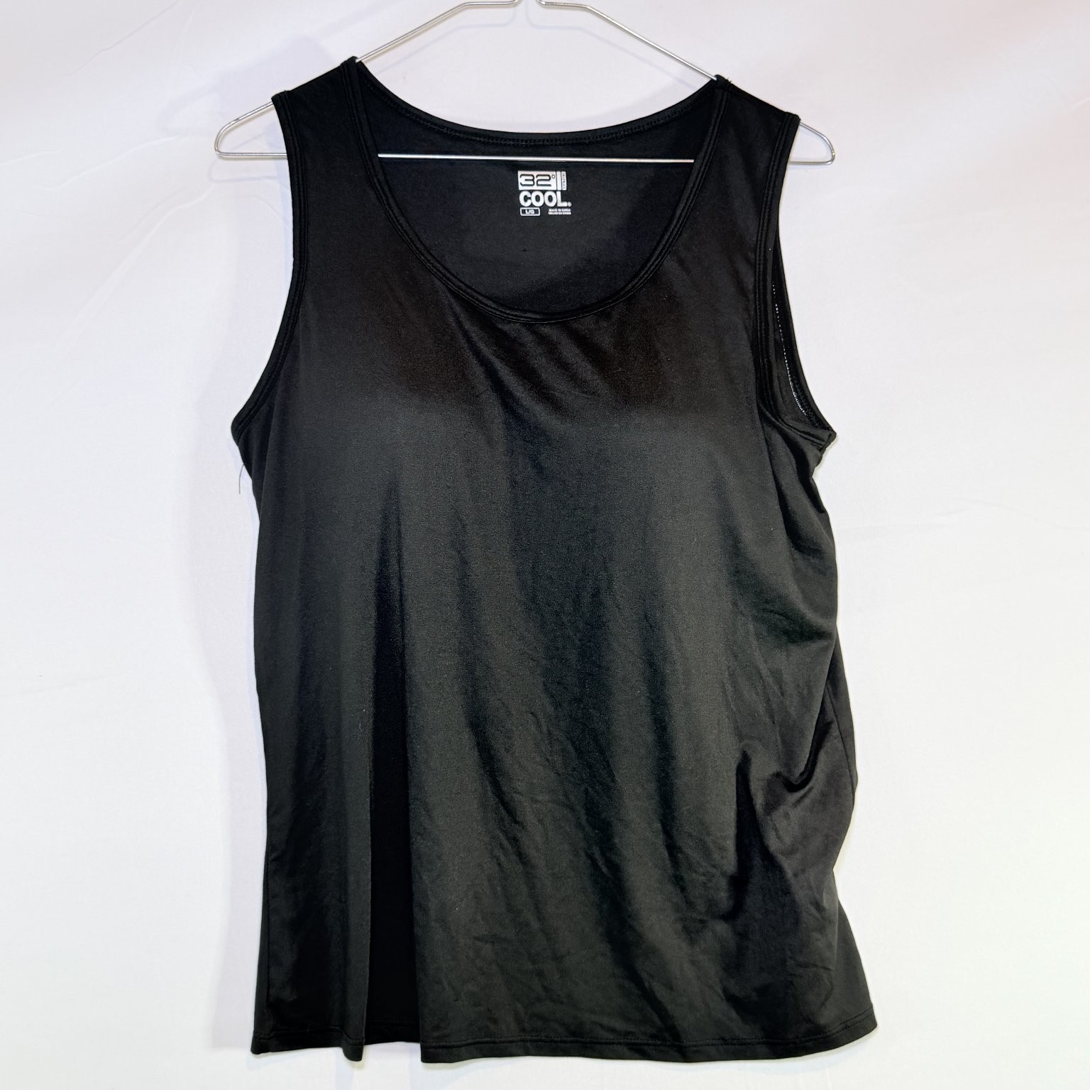 32 DEGREES COOL Women’s Black Large Tank Top Performance Stretch Built in Bra