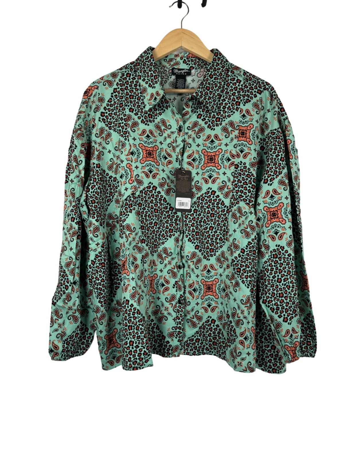 Wrangler Retro Paisley western snap button peplum blouse 90s cowgirl sz XL