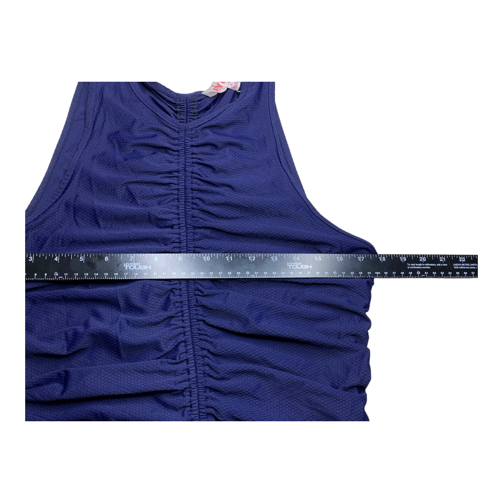 Leyden NWT L Junior Blue Ruched Tunic Sleeveless Short $59 #1588D