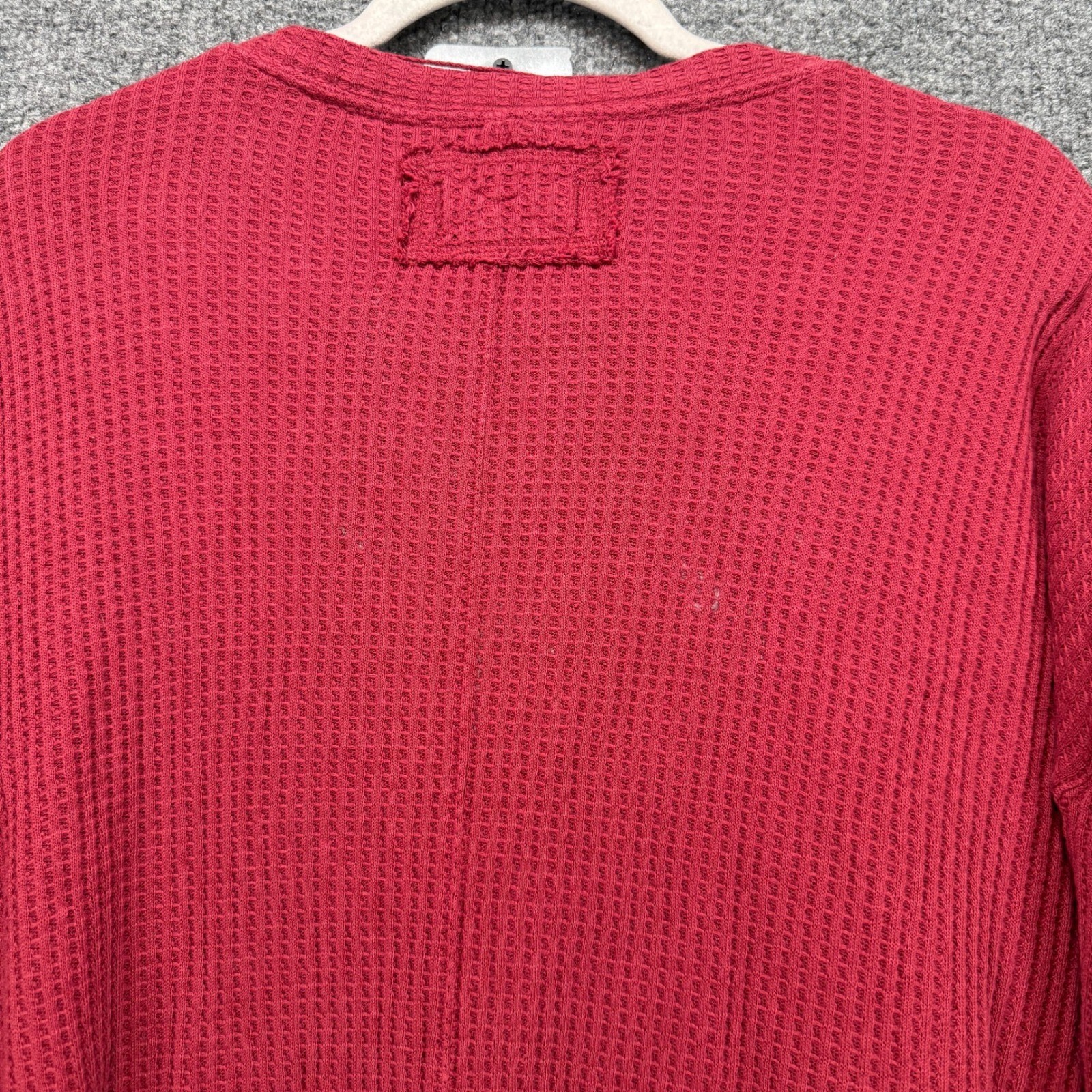 We The Free Shirt Women Medium Red Waffle Knit Oversized Thermal Bohemian