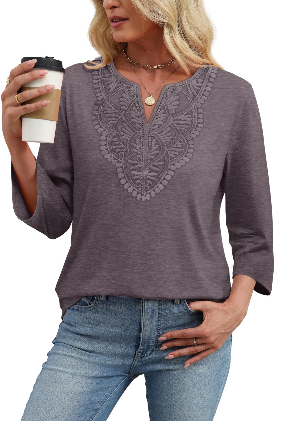 Tshirt Shirts for Women Womens Tops Blouses for Women Dressy Casual 3/4 Sleev…