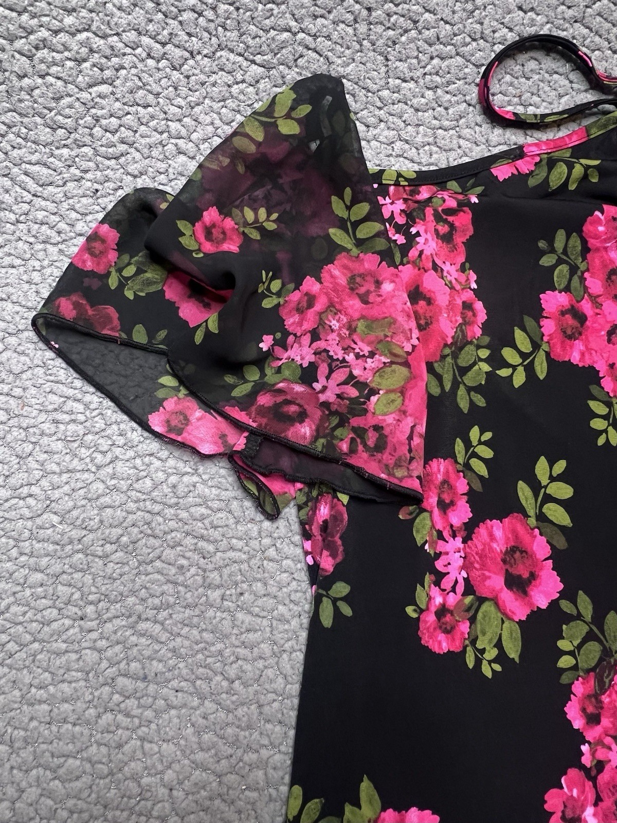 Adele & May Floral Print Womens Blouse Size XL Black And Pink