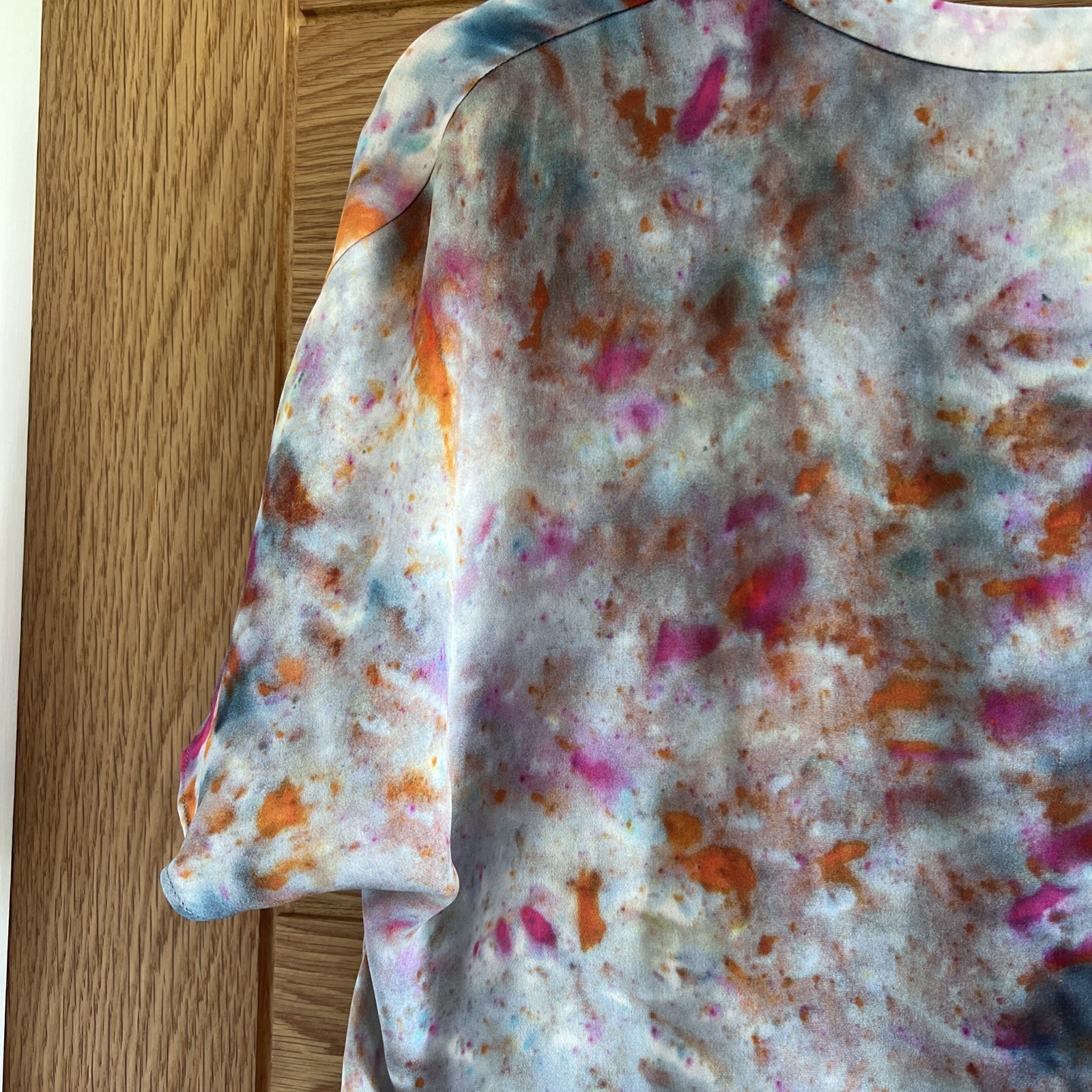 Jigsaw x Audrey Louise Reynolds Top UK 10 Pure 100% Silk Watercolour Floaty