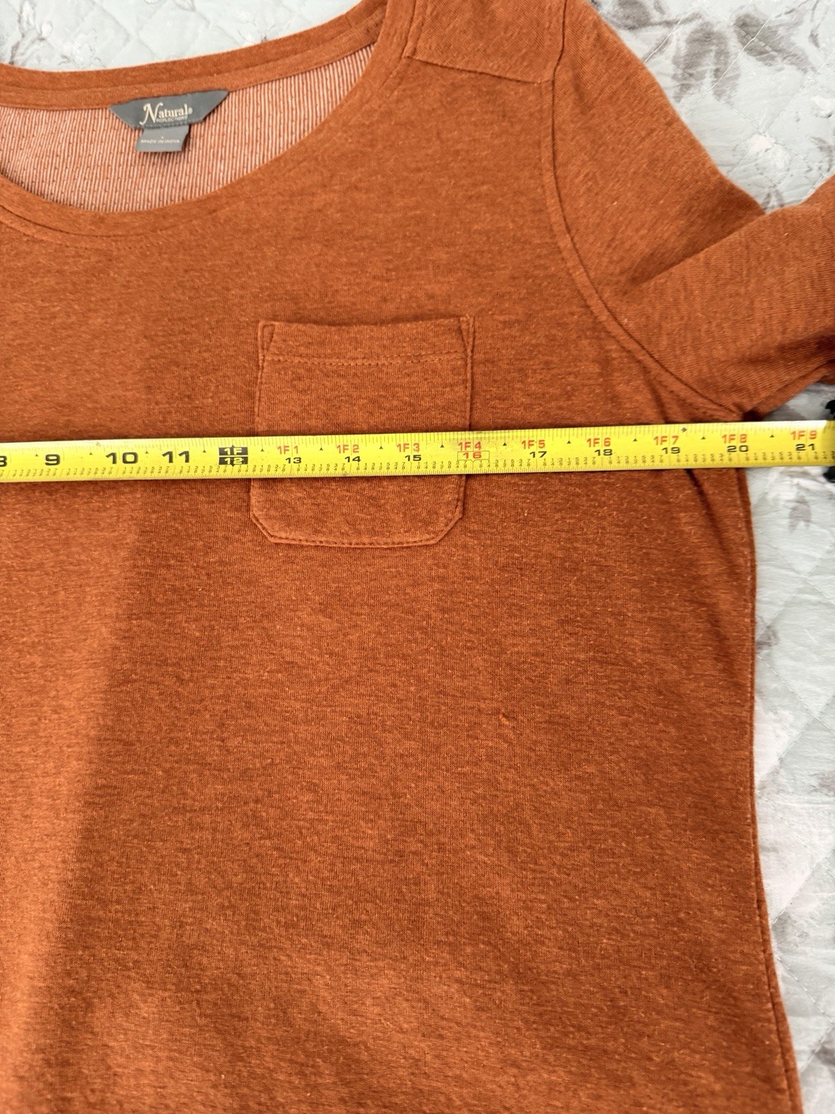 Natural Reflections Women’s L Rust Orange Long Sleeve Pocket Top Casual