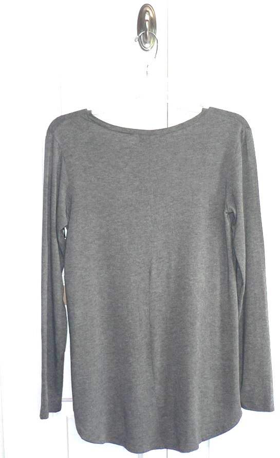 Halogen Women’s Long Sleeve V-Neck Modal Blend High/Low Tunic Tee in Gray Small