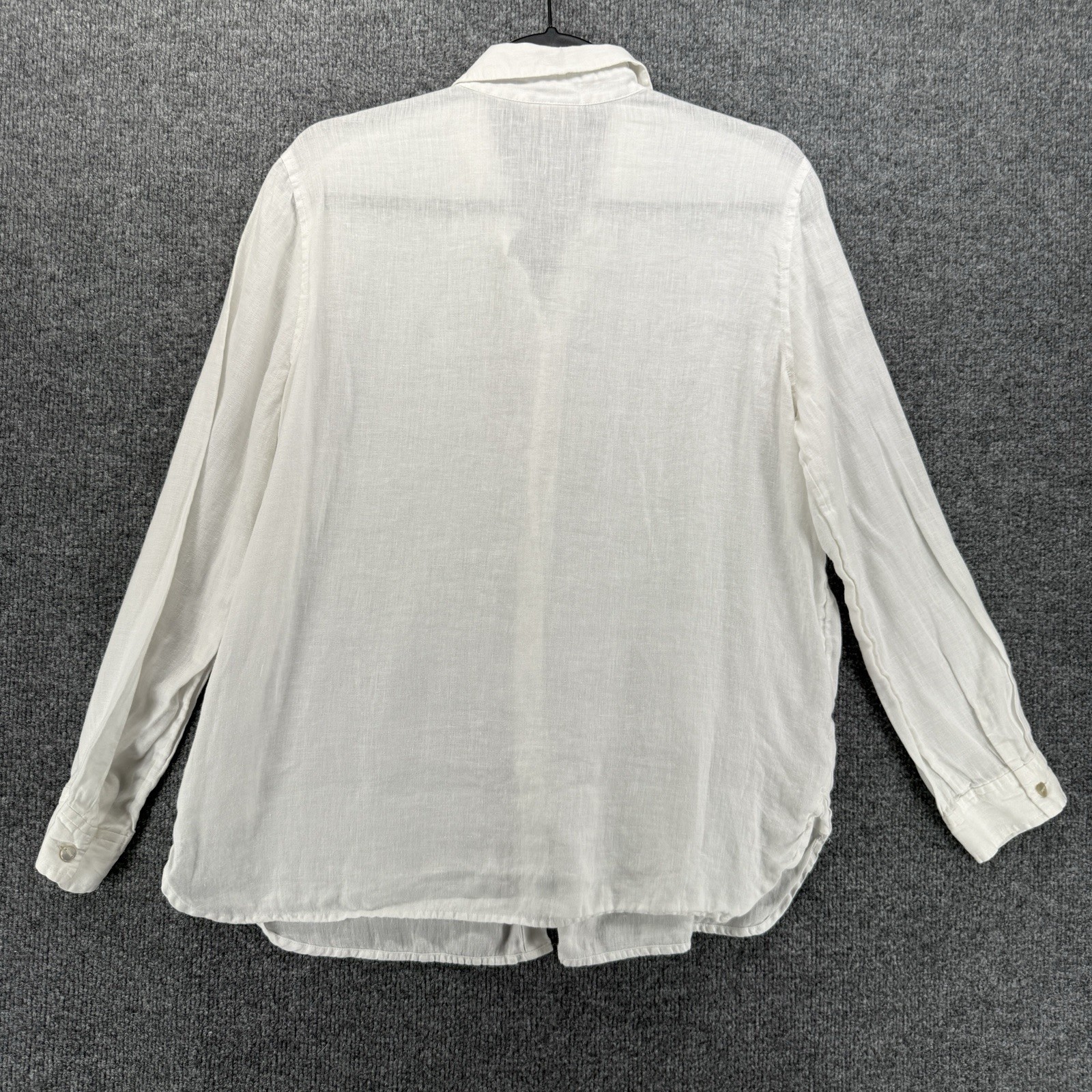 J Jill Blouse Top Womens S 100% Linen White Button Up Coastal Resort Minimalist
