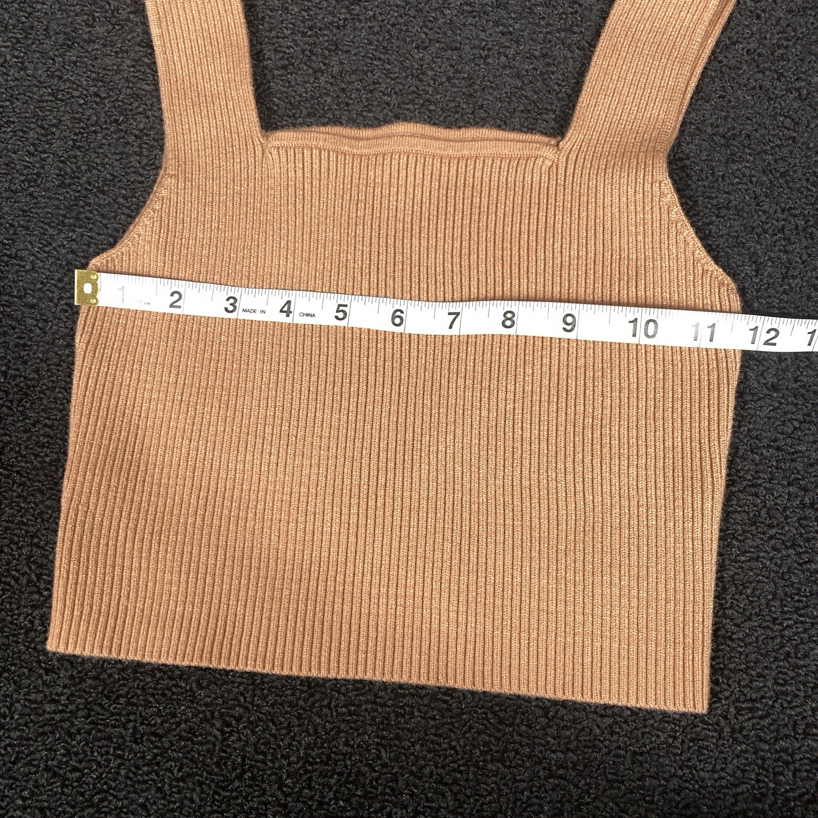 knit tank Sleeveless Crop Top Ribbed Medium Womens basics minimalist square neck