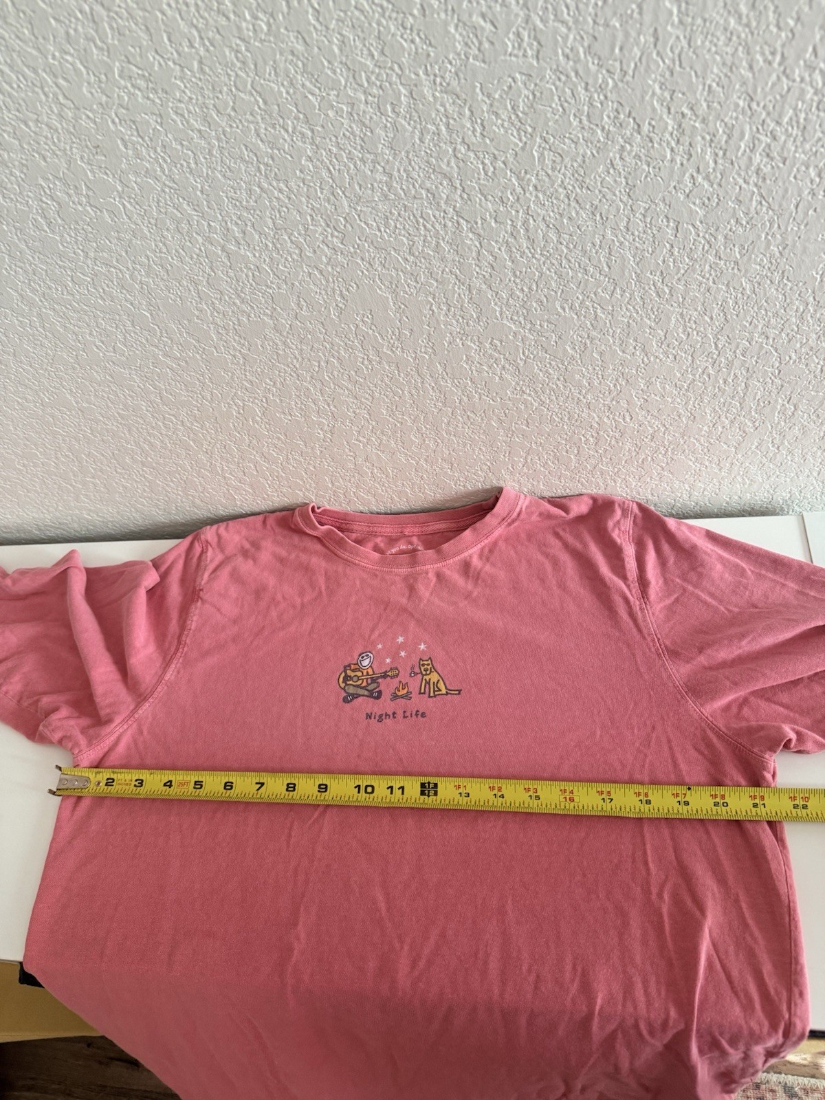 Life Is Good Pink Tee Women Size Large Night Life FLAWS