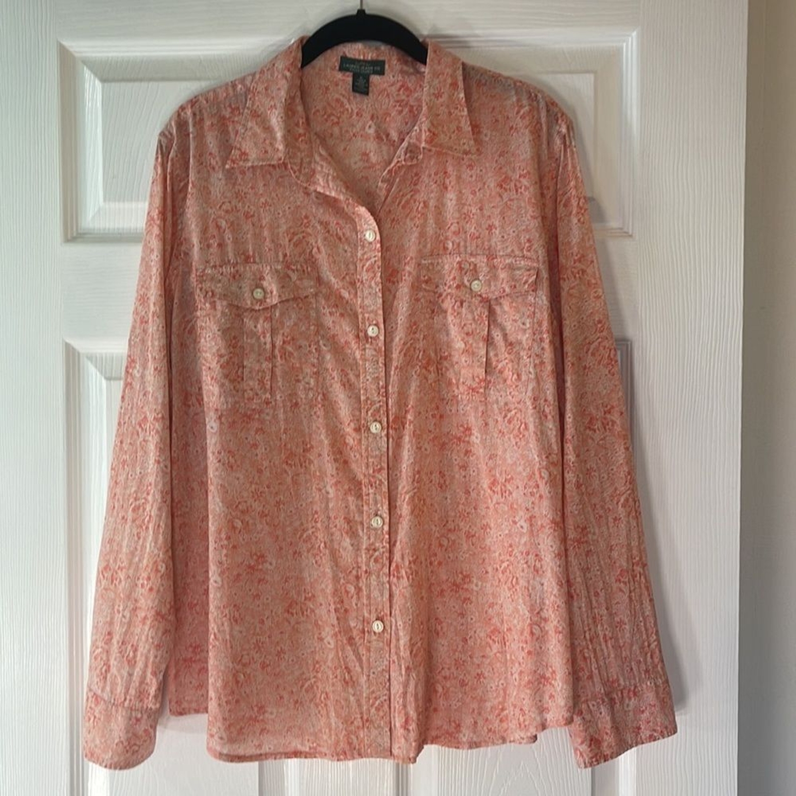 EUC LRL Lauren Jeans Co. Lightweight Adjustable Sleeves Shirt Women’s Size XL